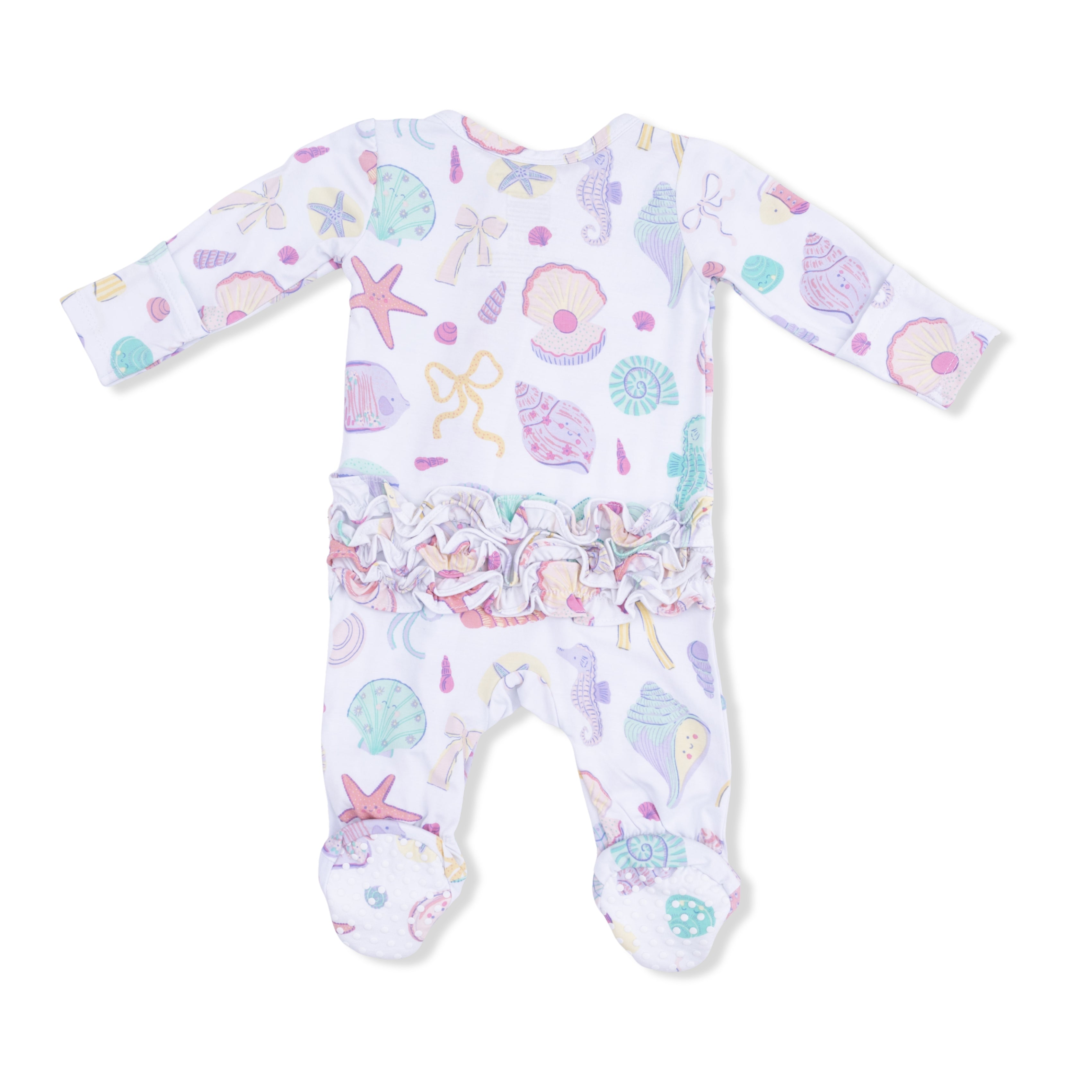 Beach Days - 2 Way Ruffle Back Zipper Footie