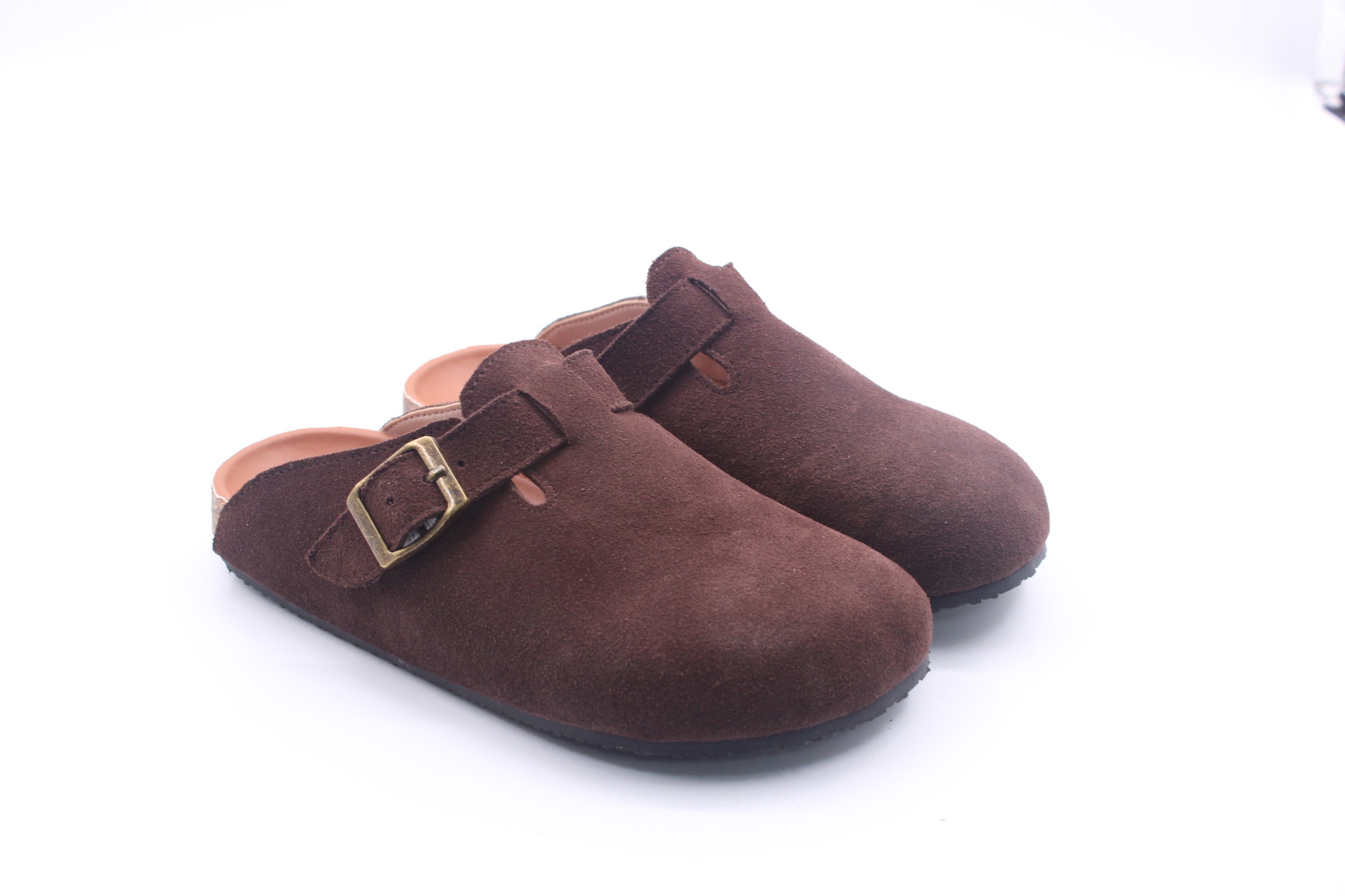Queens Closed Toe Footbed Sandals - Brown Suede Leather