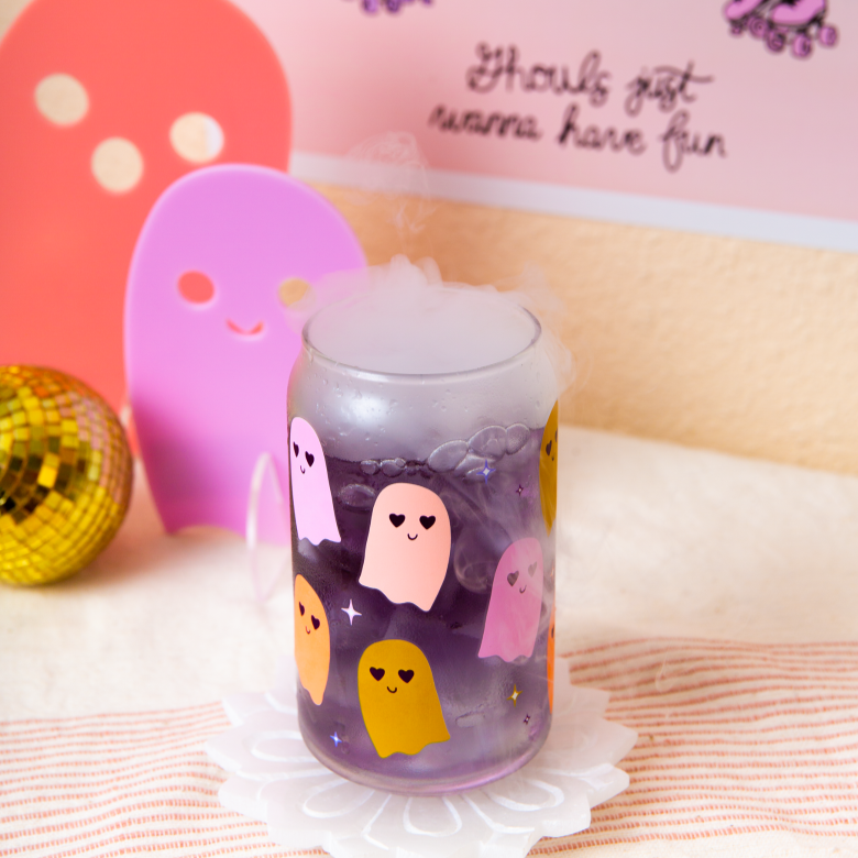 Halloween Can Glass W/lid