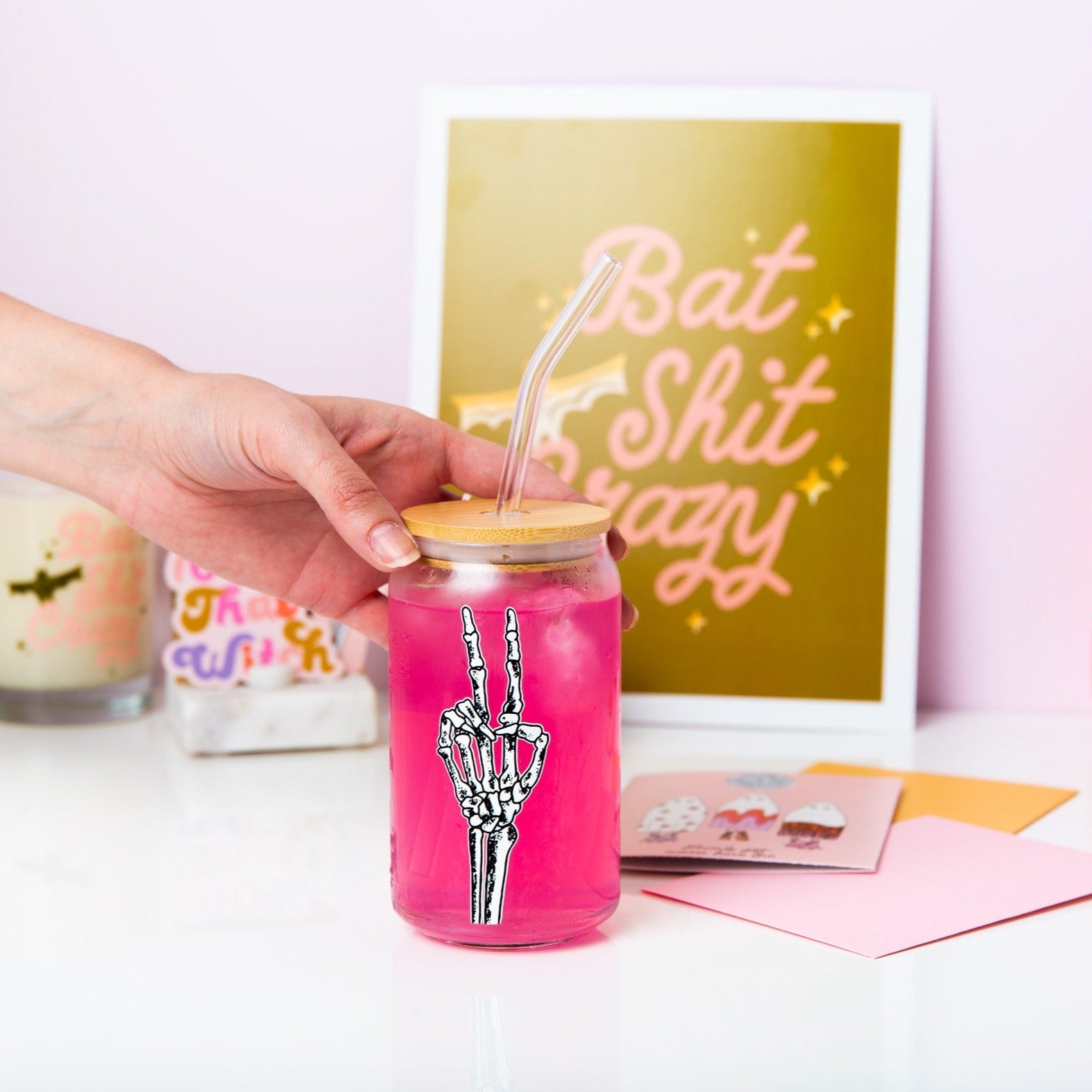 Halloween Can Glass W/lid