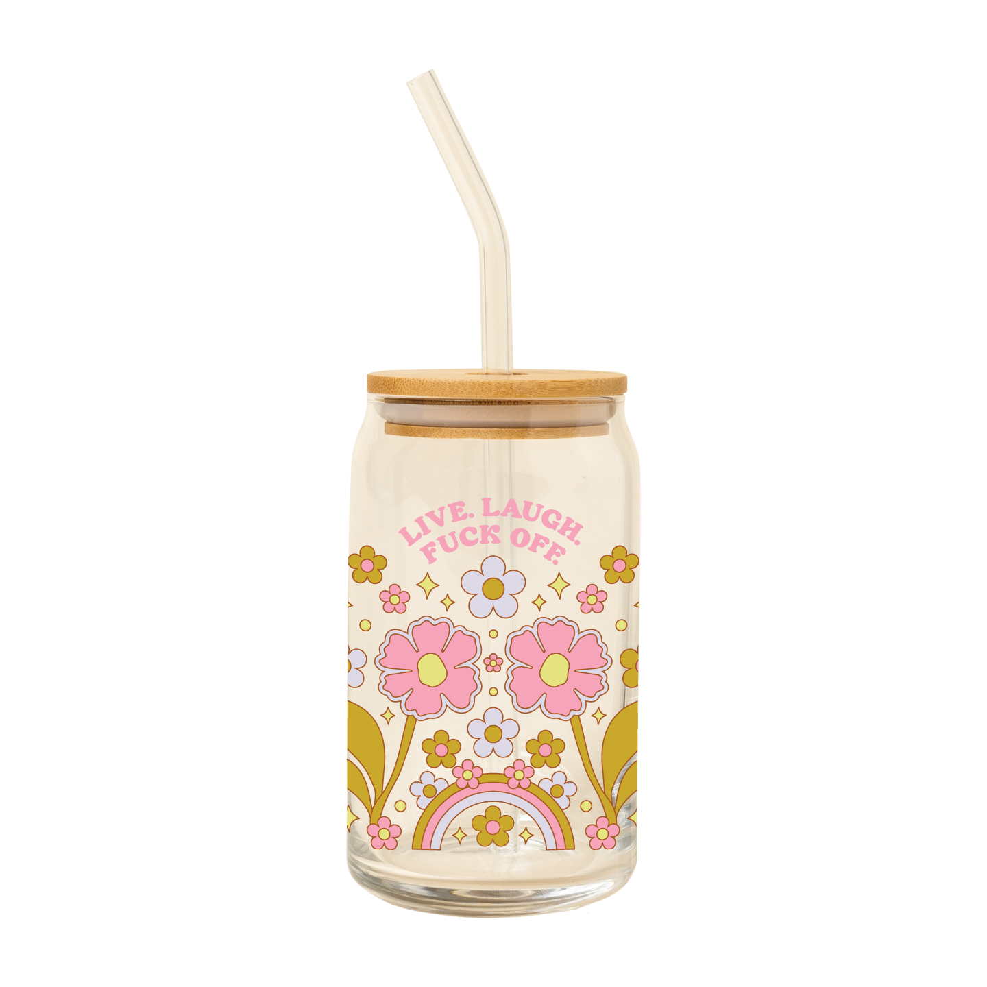 Can Glass W/ Lid + Straw