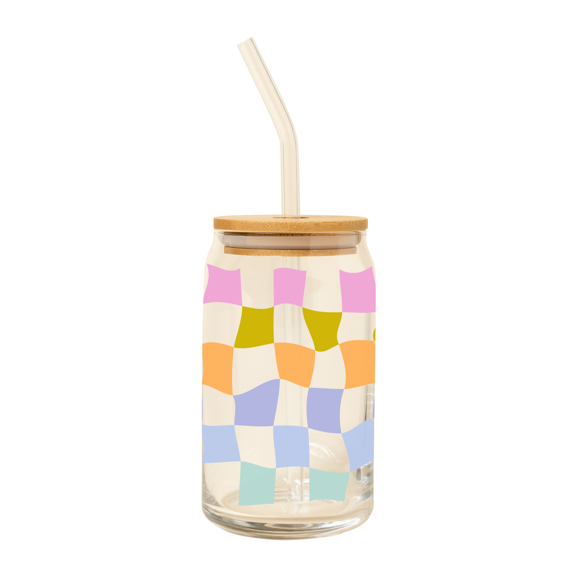 Can Glass W/ Lid + Straw