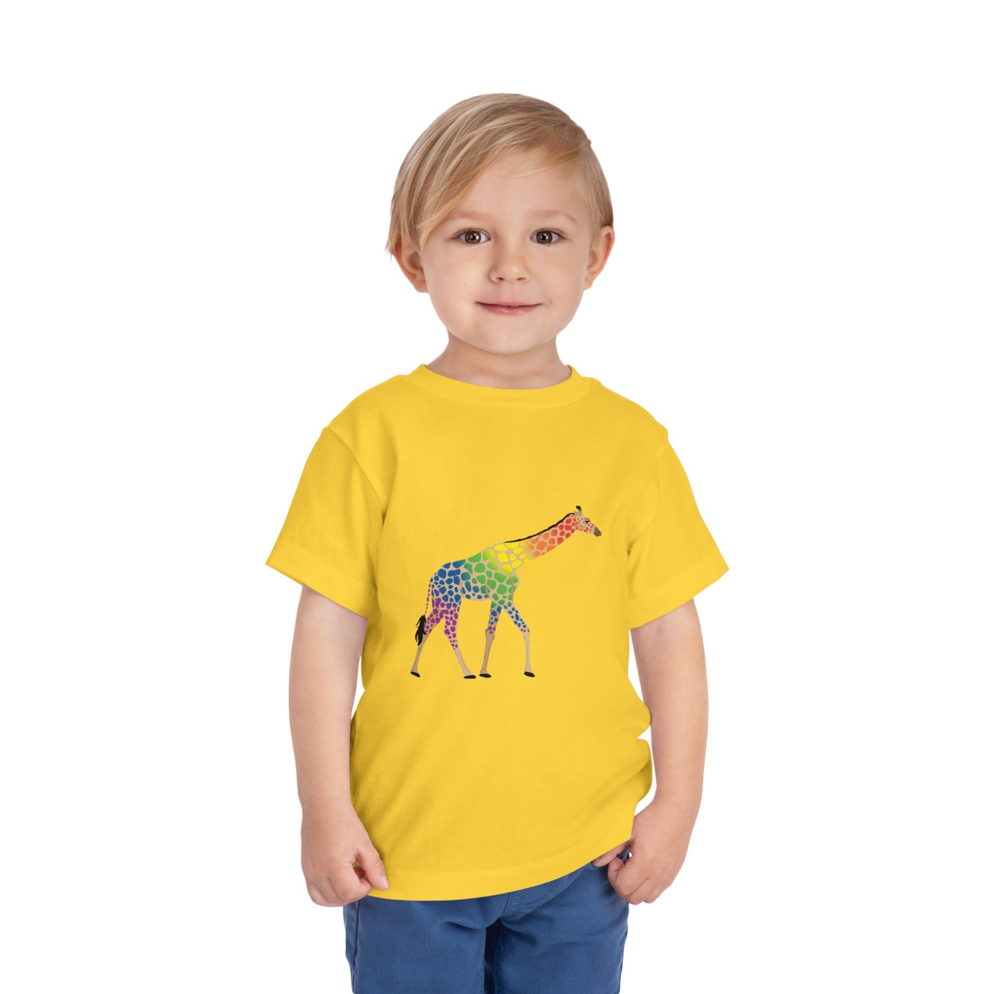 Rainbow On My Parade Giraffe Toddler Tee Shirt