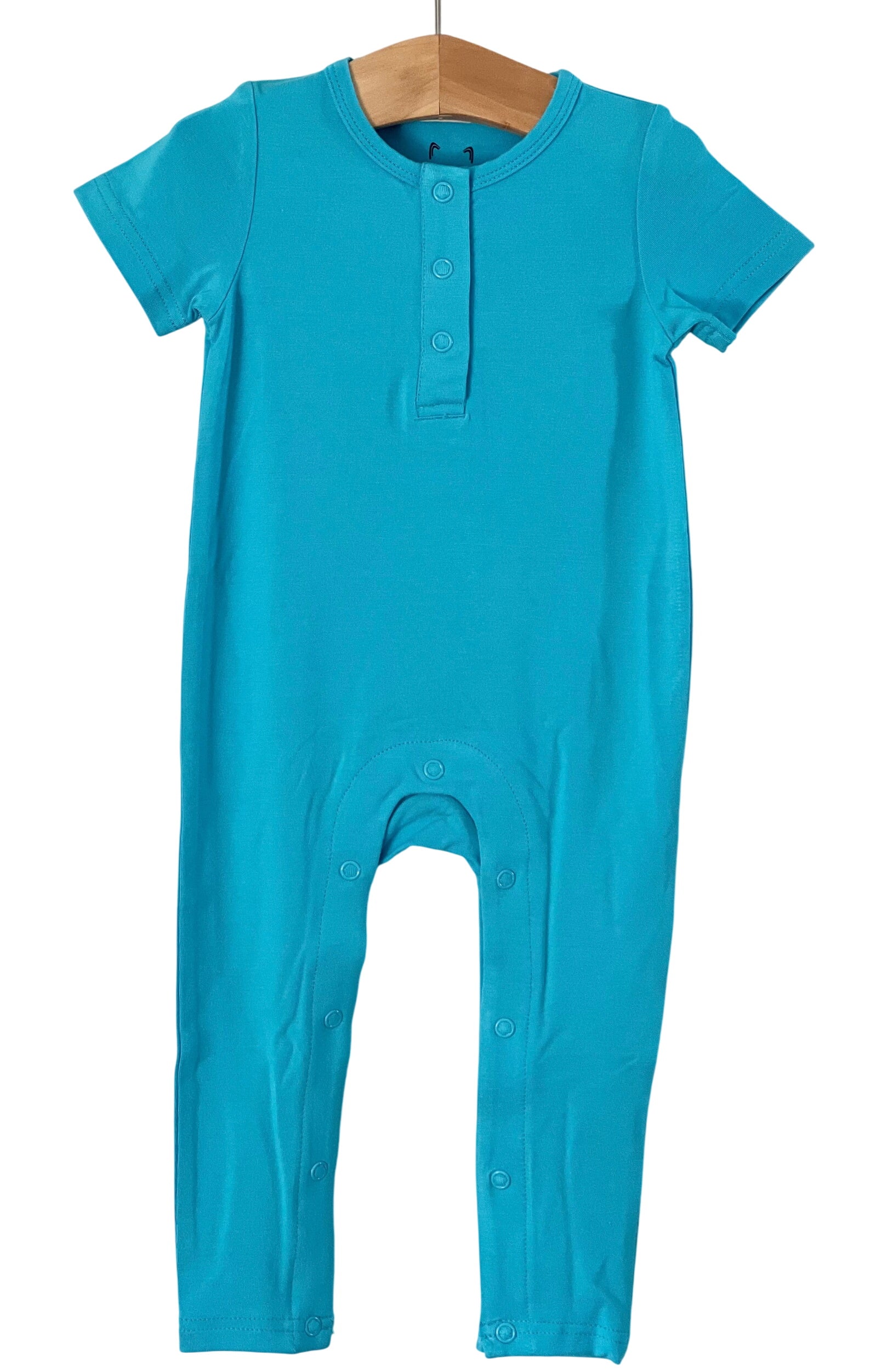 Cerulean Blue Bamboo One Piece Snap Romper