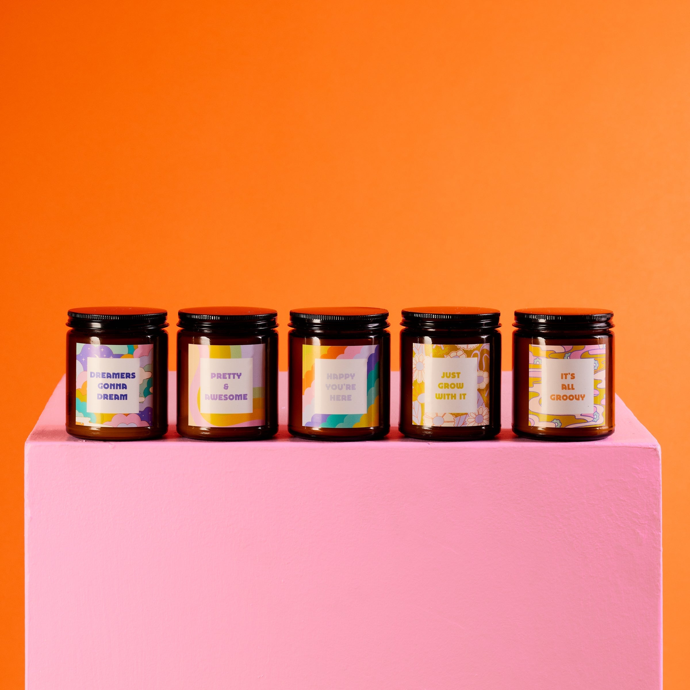 Candle Jar W/lid Amber - Delightful