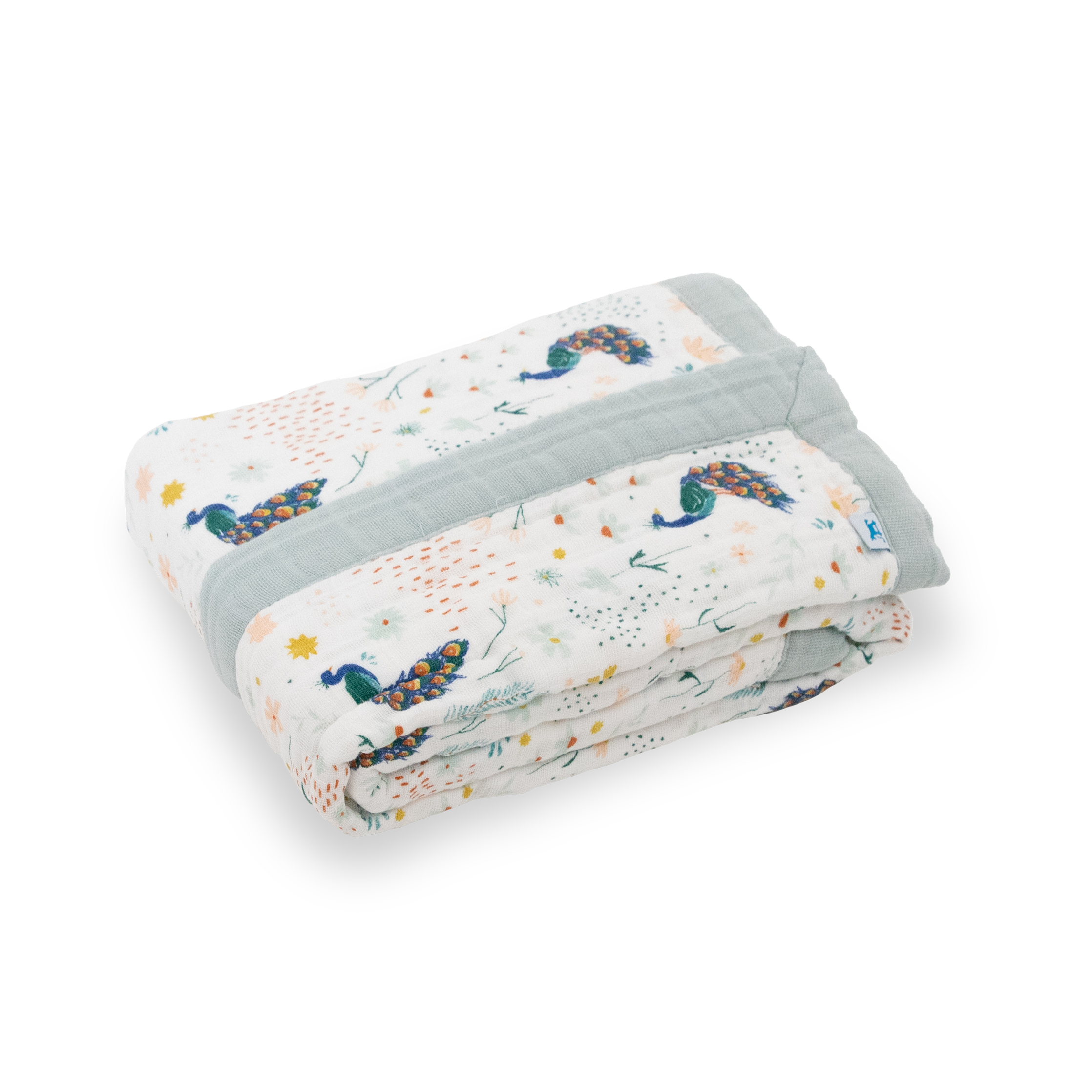 Cotton Muslin Baby Quilt - Peacock