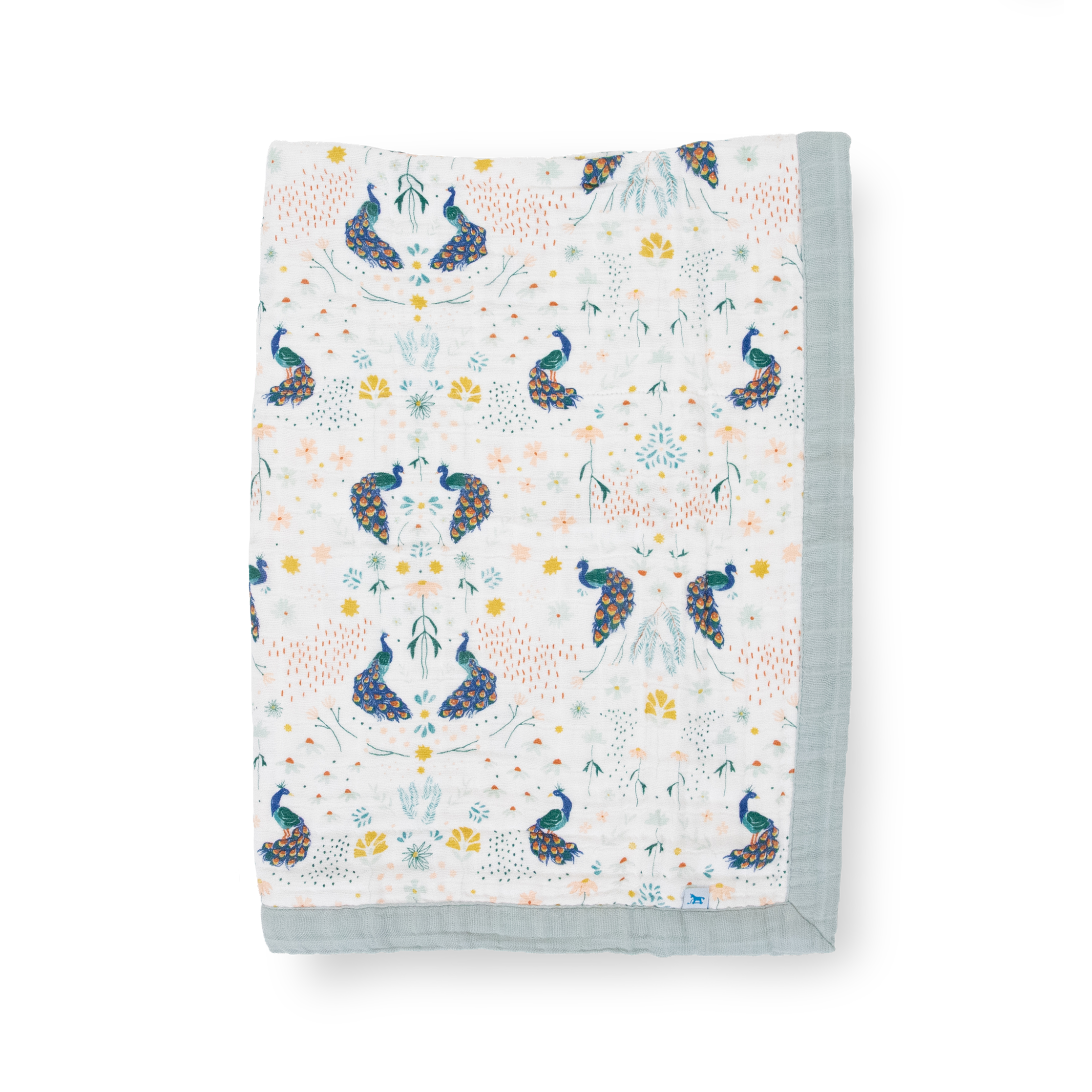 Cotton Muslin Baby Quilt - Peacock
