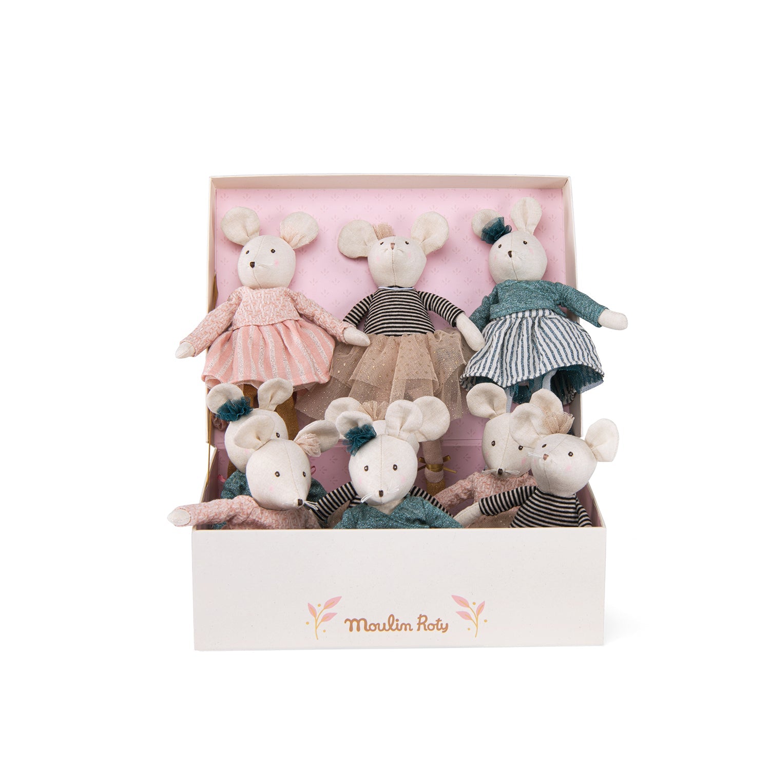 Display Of 9 Asstd Small Mice - The Little School Of Dance - Doll - Moulin Roty