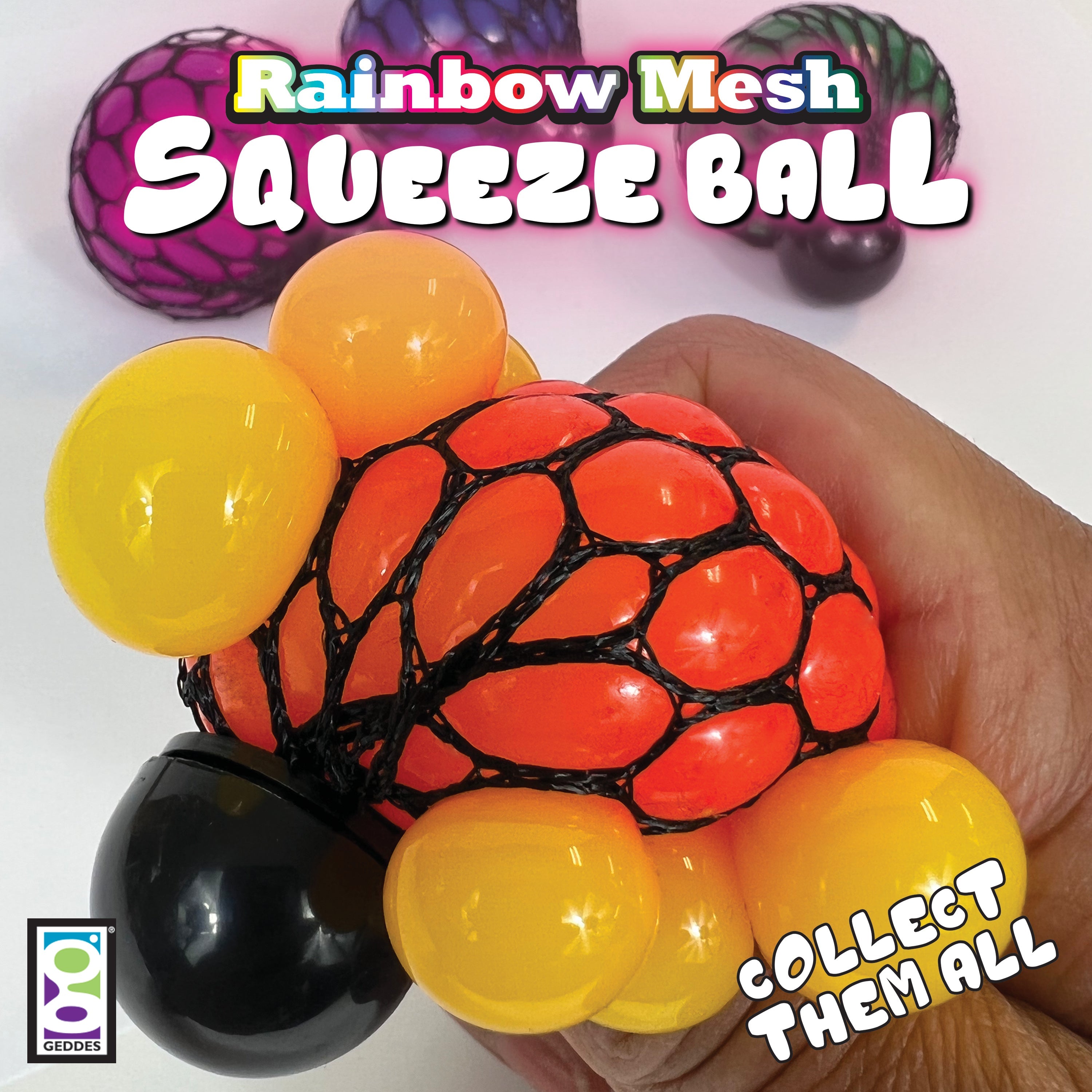 Rainbow Mesh Squeeze Balls - 24 Per Display