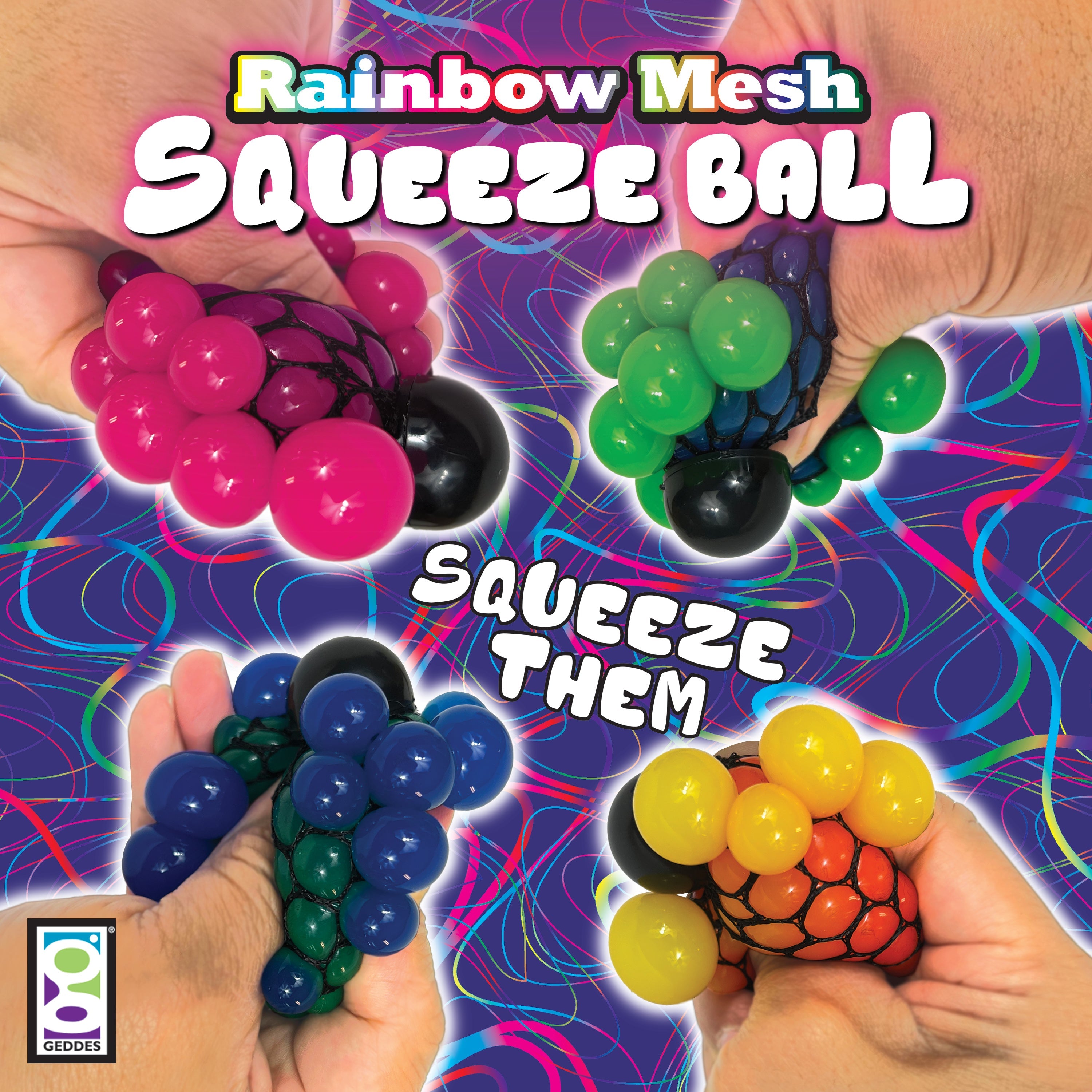 Rainbow Mesh Squeeze Balls - 24 Per Display