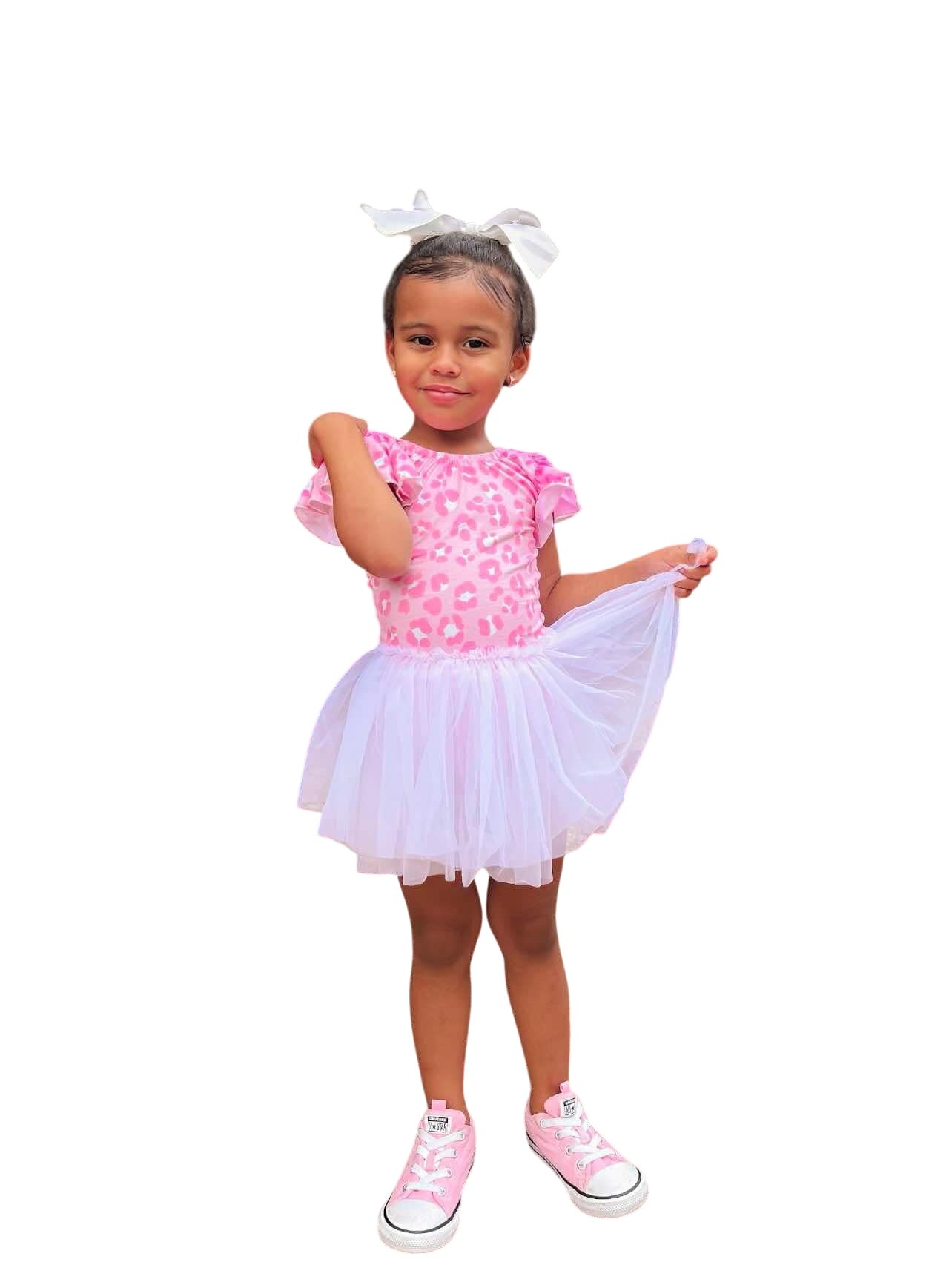 Pink Leopard Bow Back Leotard