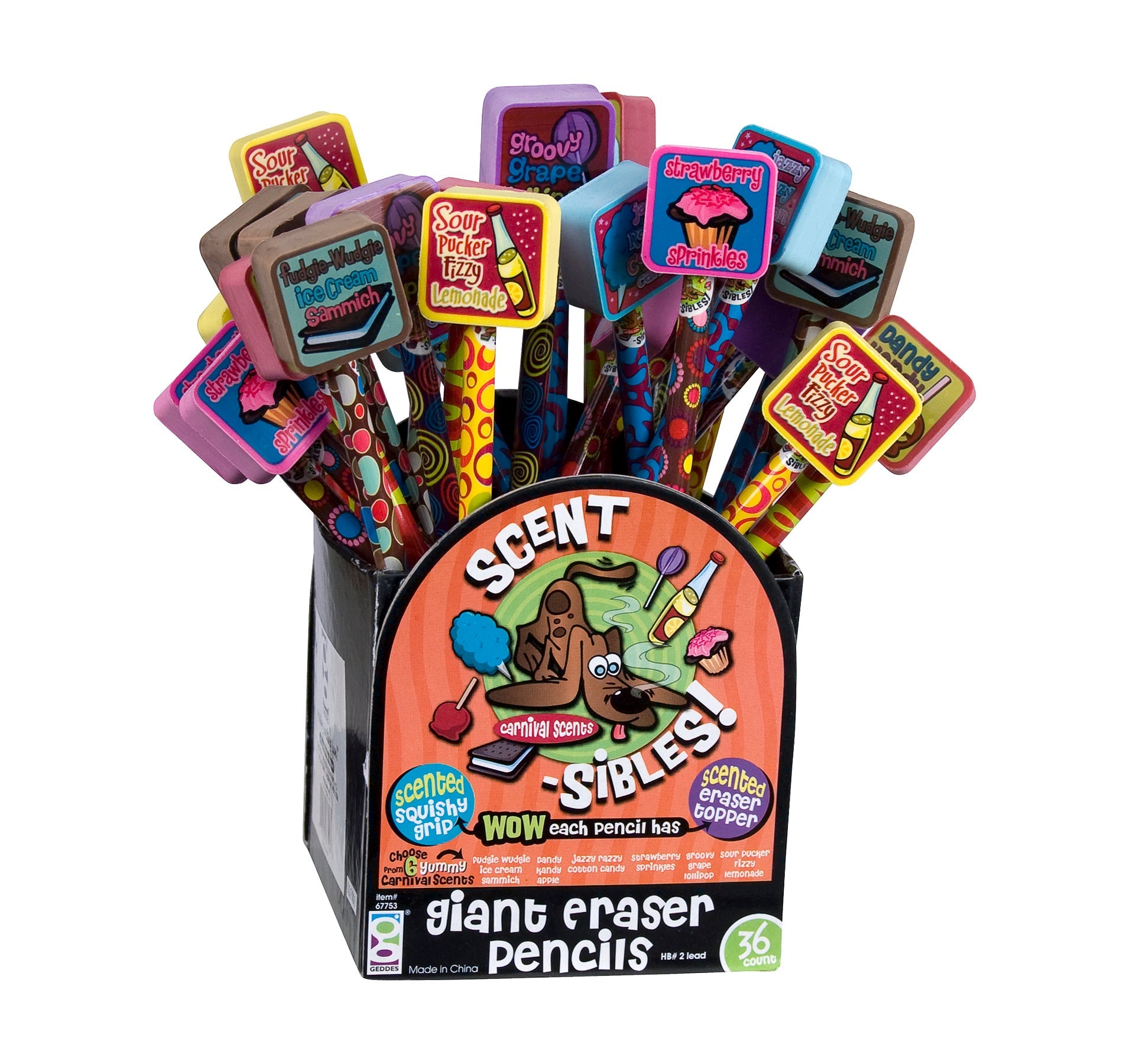 Scent-sibles Pencils With Giant Erasers - 36 Per Display
