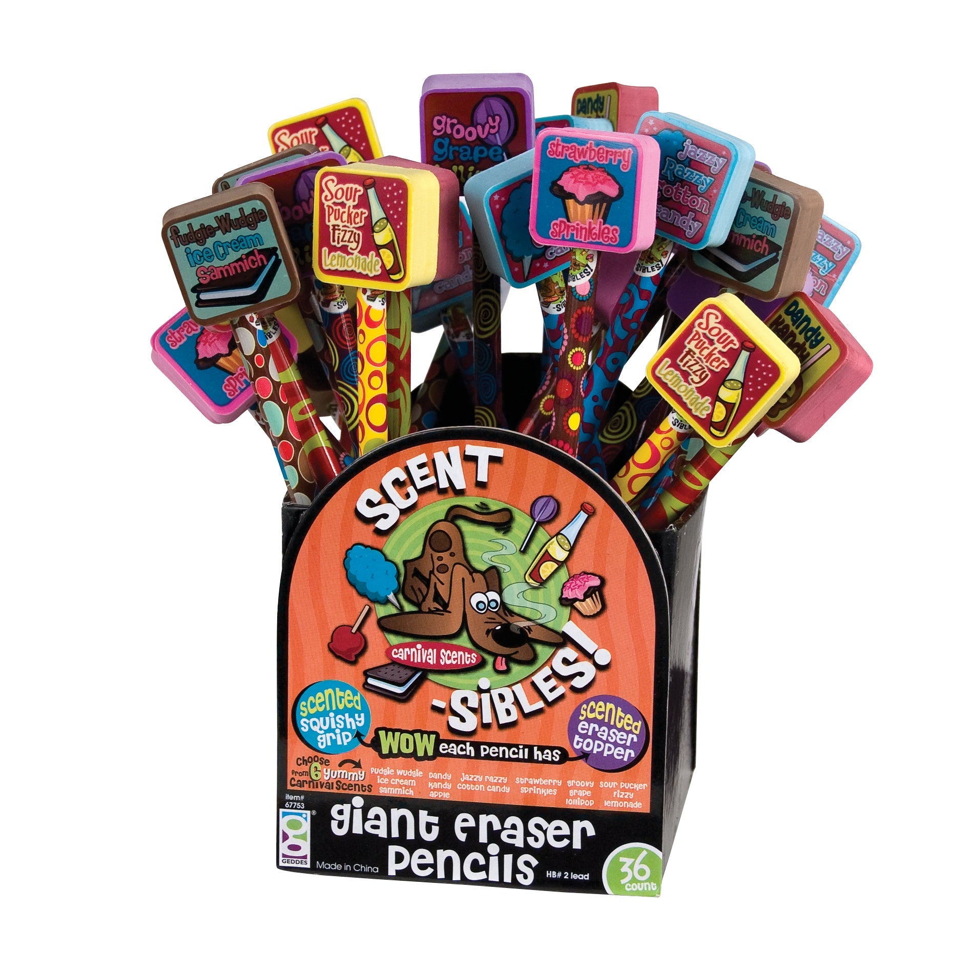 Scent-sibles Pencils With Giant Erasers - 36 Per Display