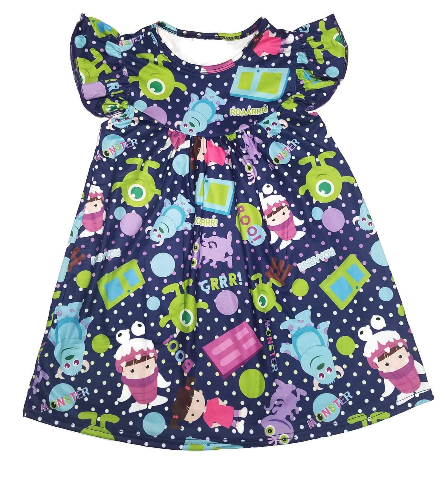Monster Friends Milk Silk Flutter Dress