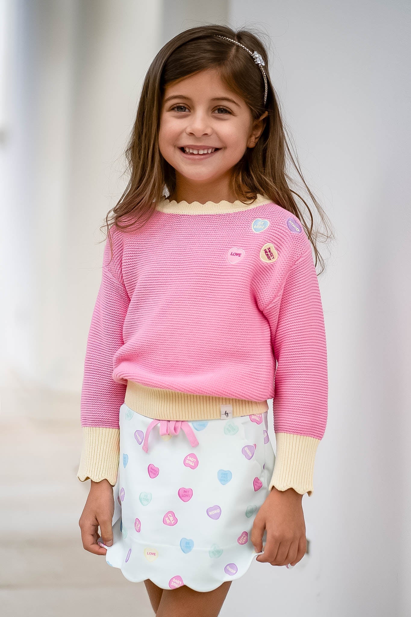 Candy Hearts Scallop Athletic Skort
