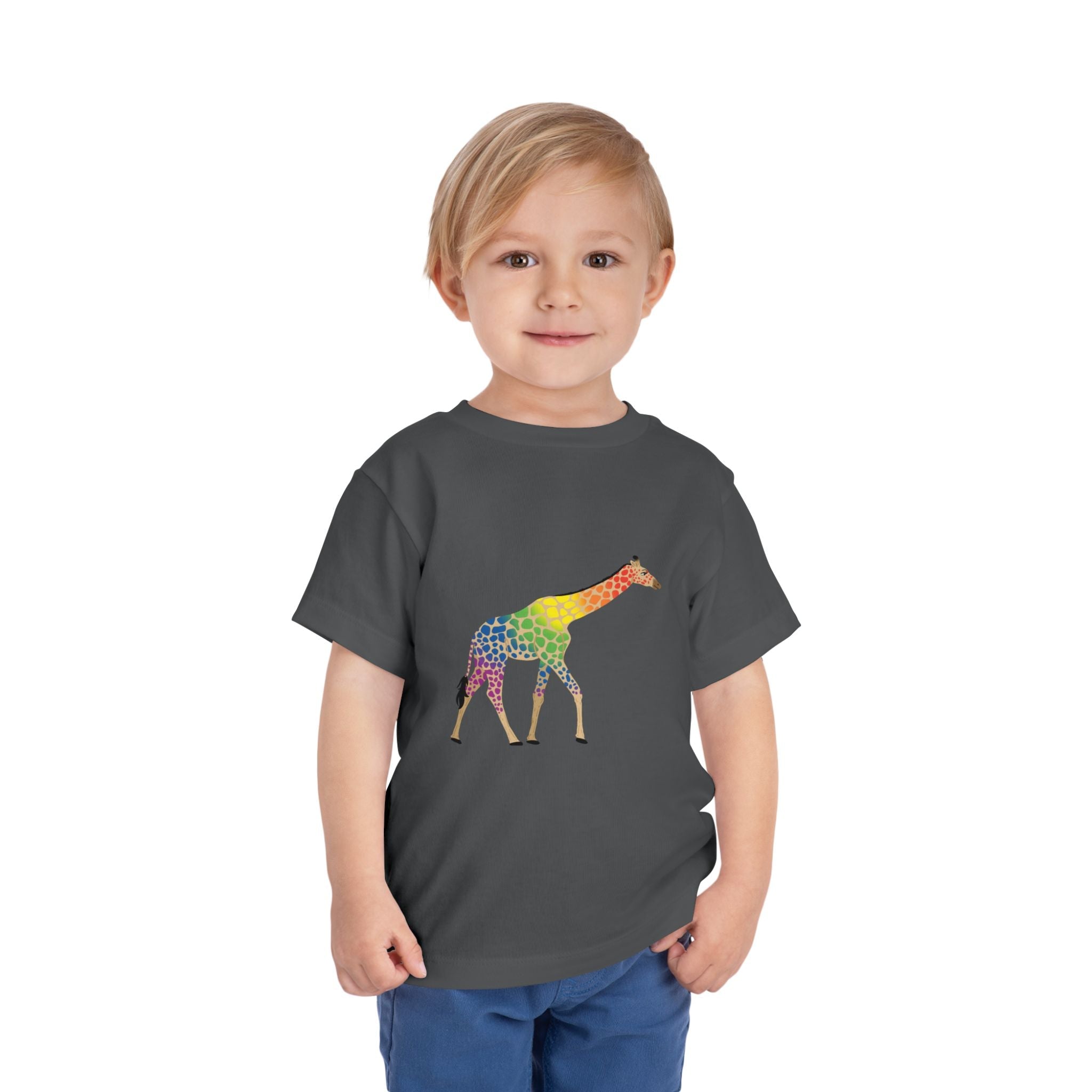 Rainbow On My Parade Giraffe Toddler Tee Shirt
