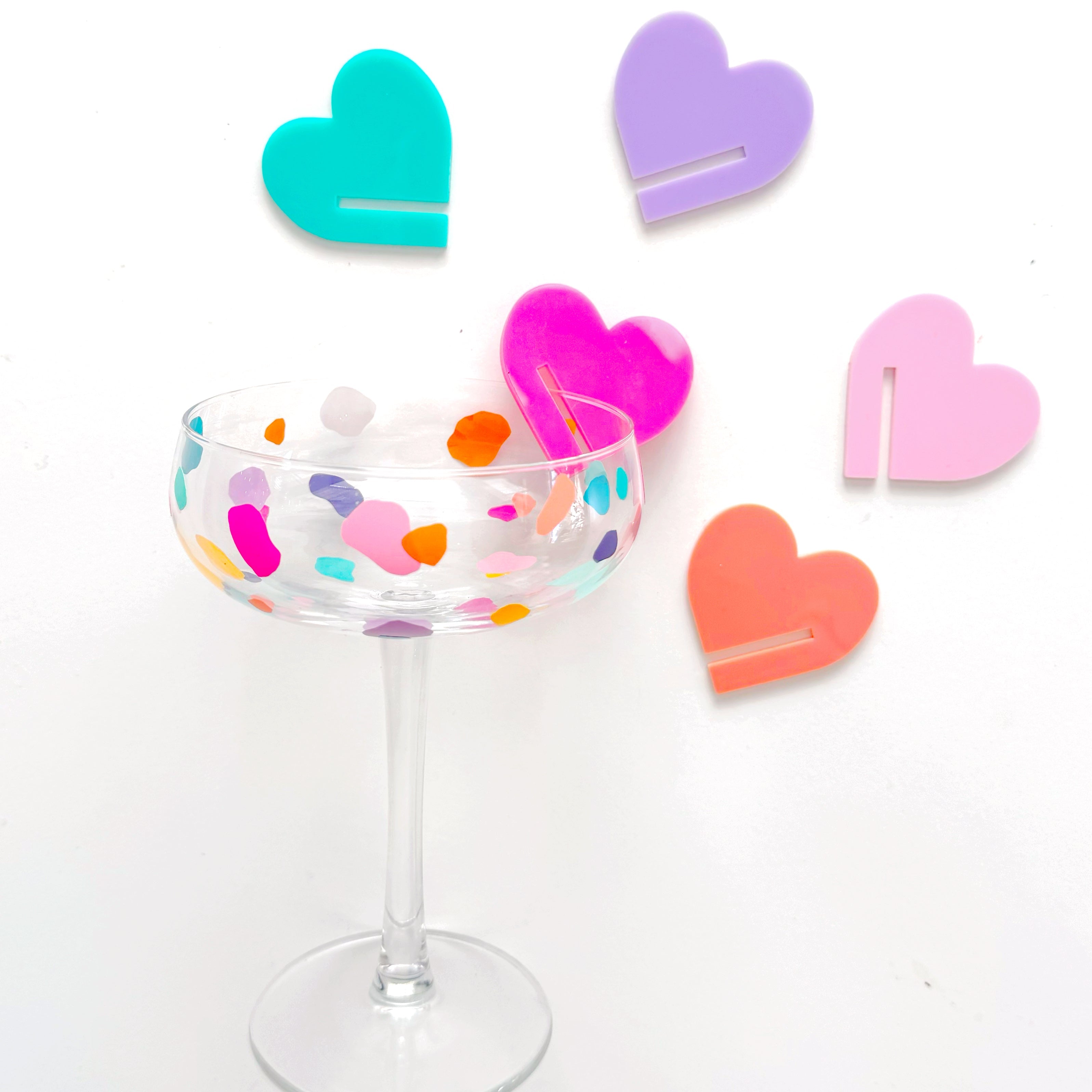 Heart Acrylic Drink Markers For Valentine's Day