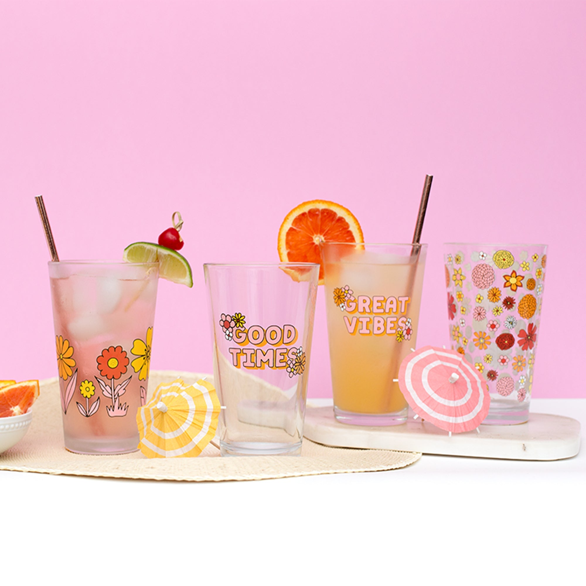 Flower Power Pint Glass Set
