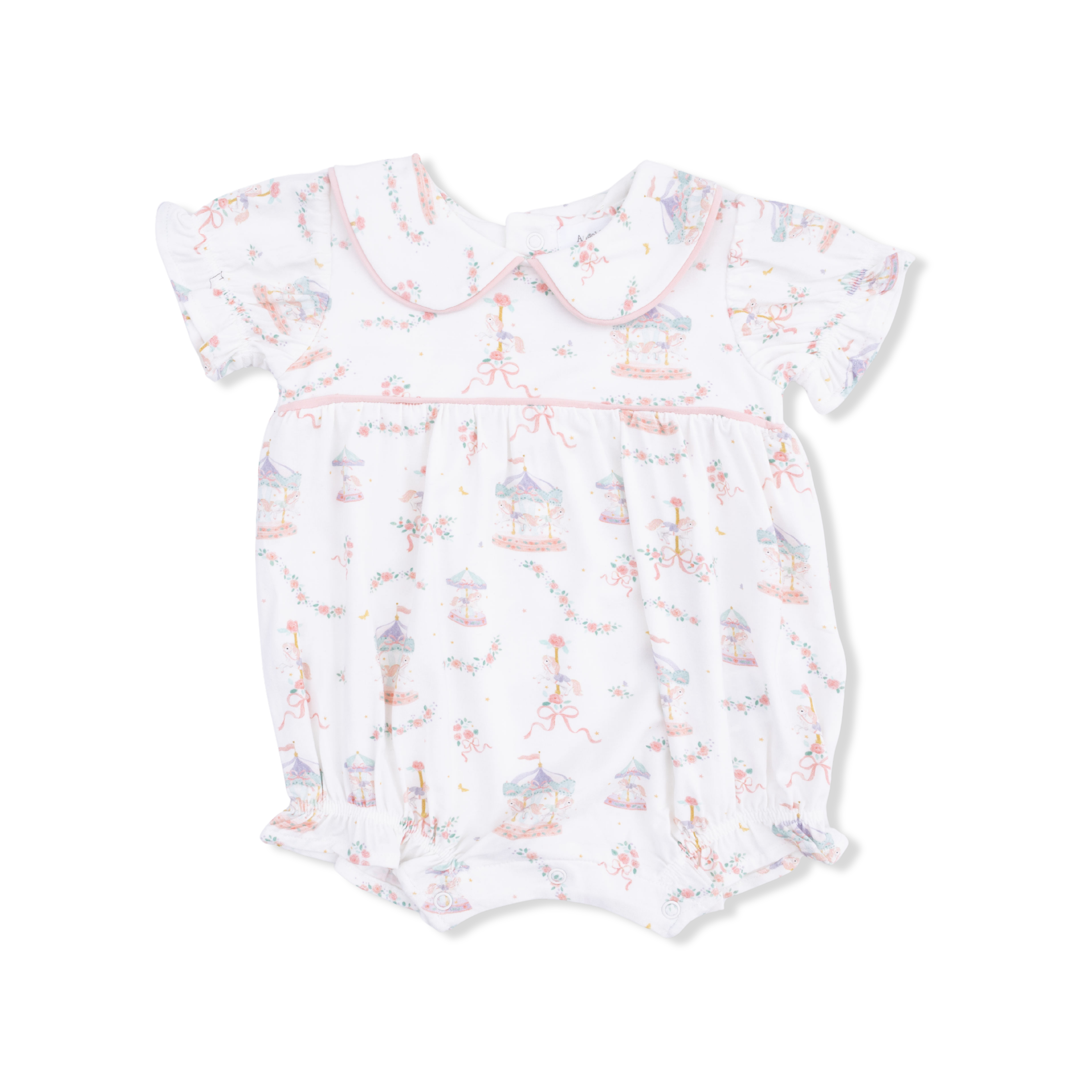 Carousel With Bows - Classic Puff Sleeve Babydoll Bubble