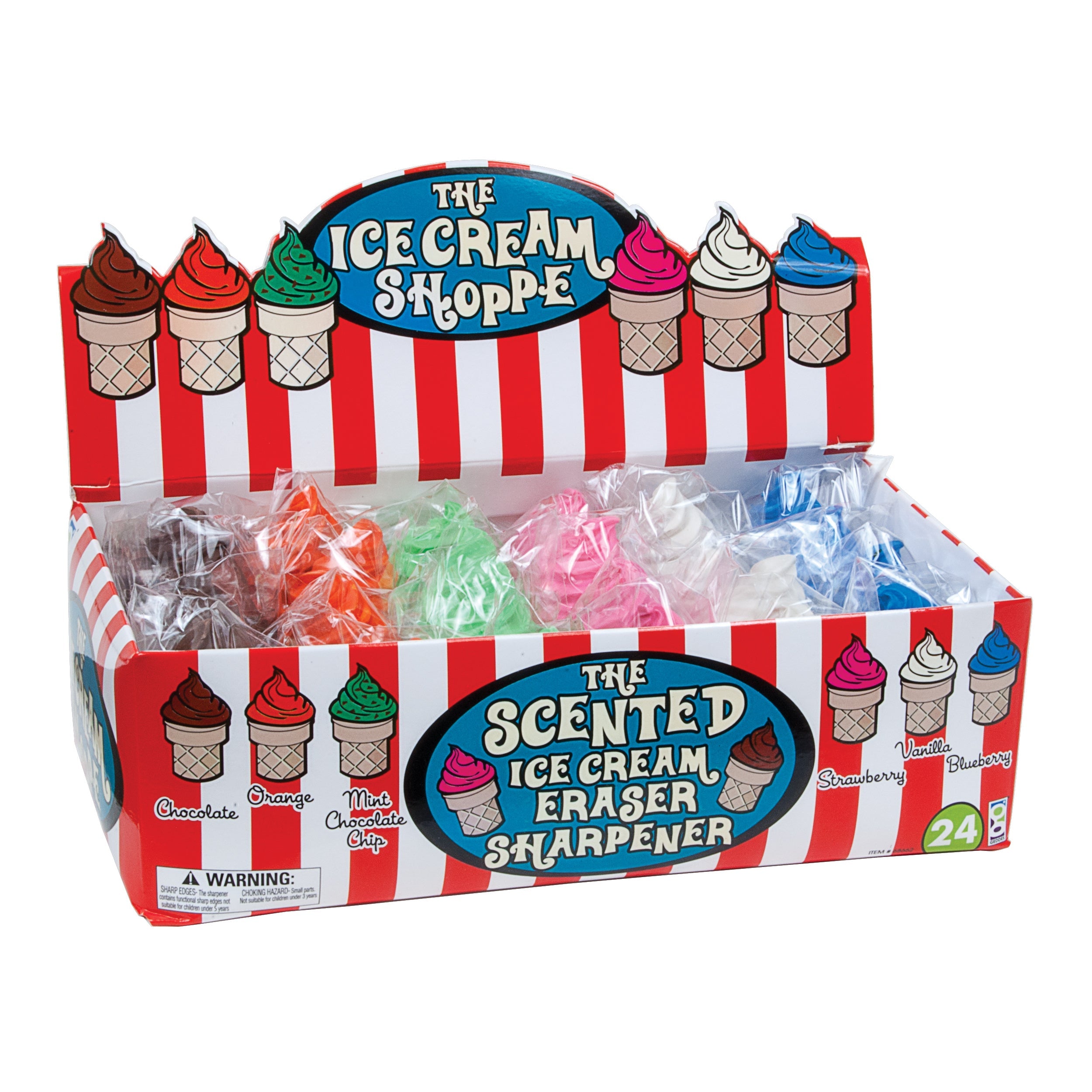 Ice Cream Shoppe Scented Pencil Sharpener And Eraser - 24 Per Box