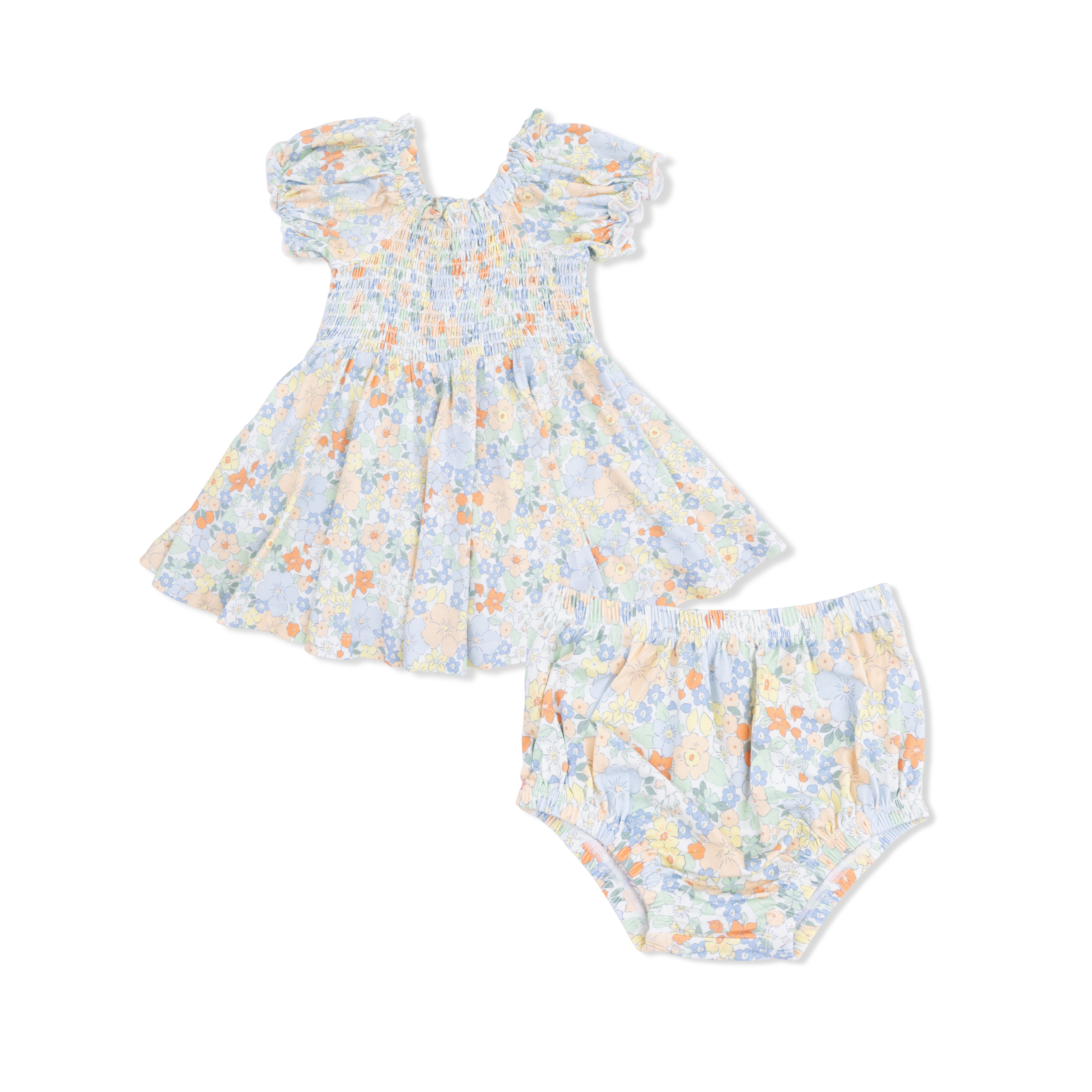 Georgia Floral - Smocked Twirly Dress And Bloomer