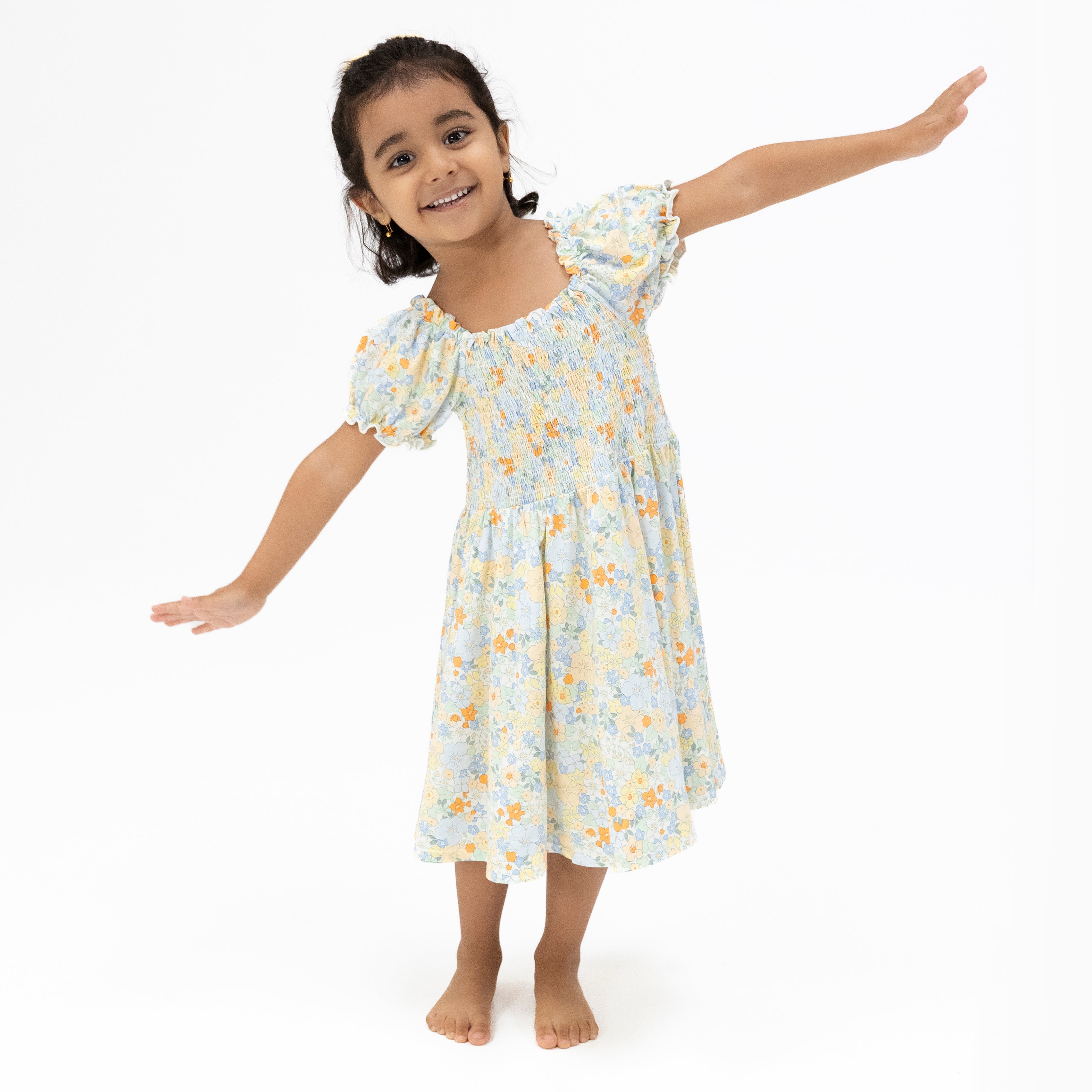 Georgia Floral - Smocked Twirly Dress And Bloomer