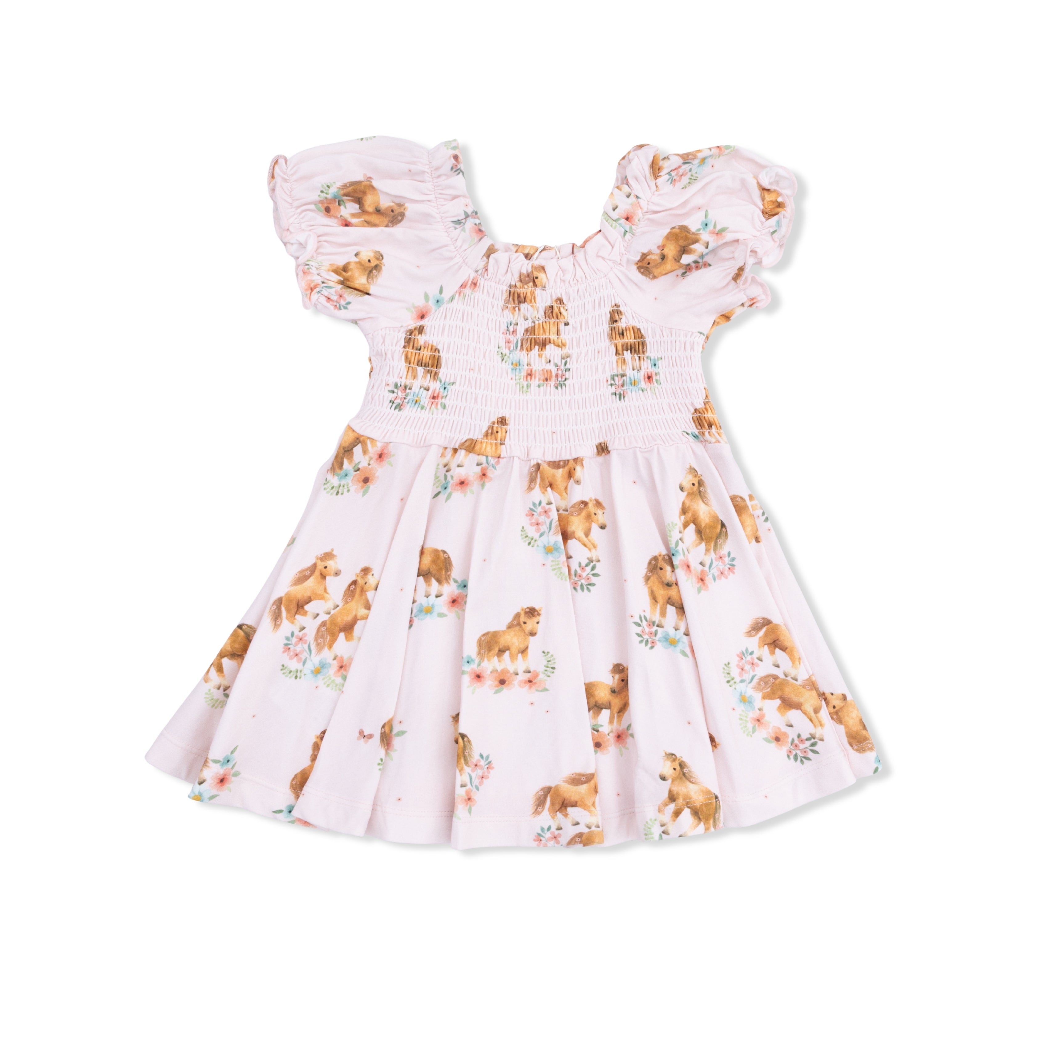 Pink Ponies - Smocked Twirly Dress And Bloomer