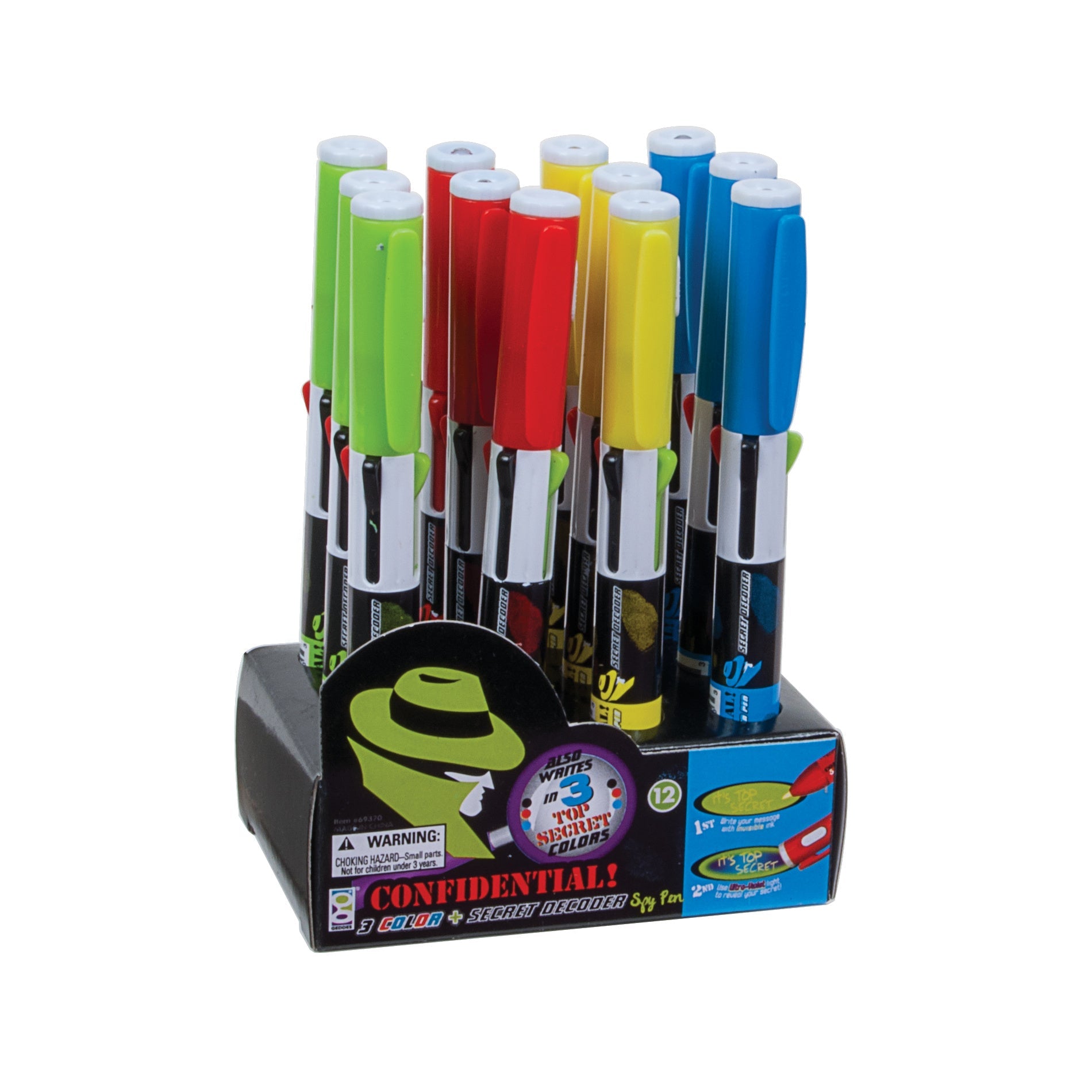 Confidential 3 Color Spy Pens - 12 Per Display