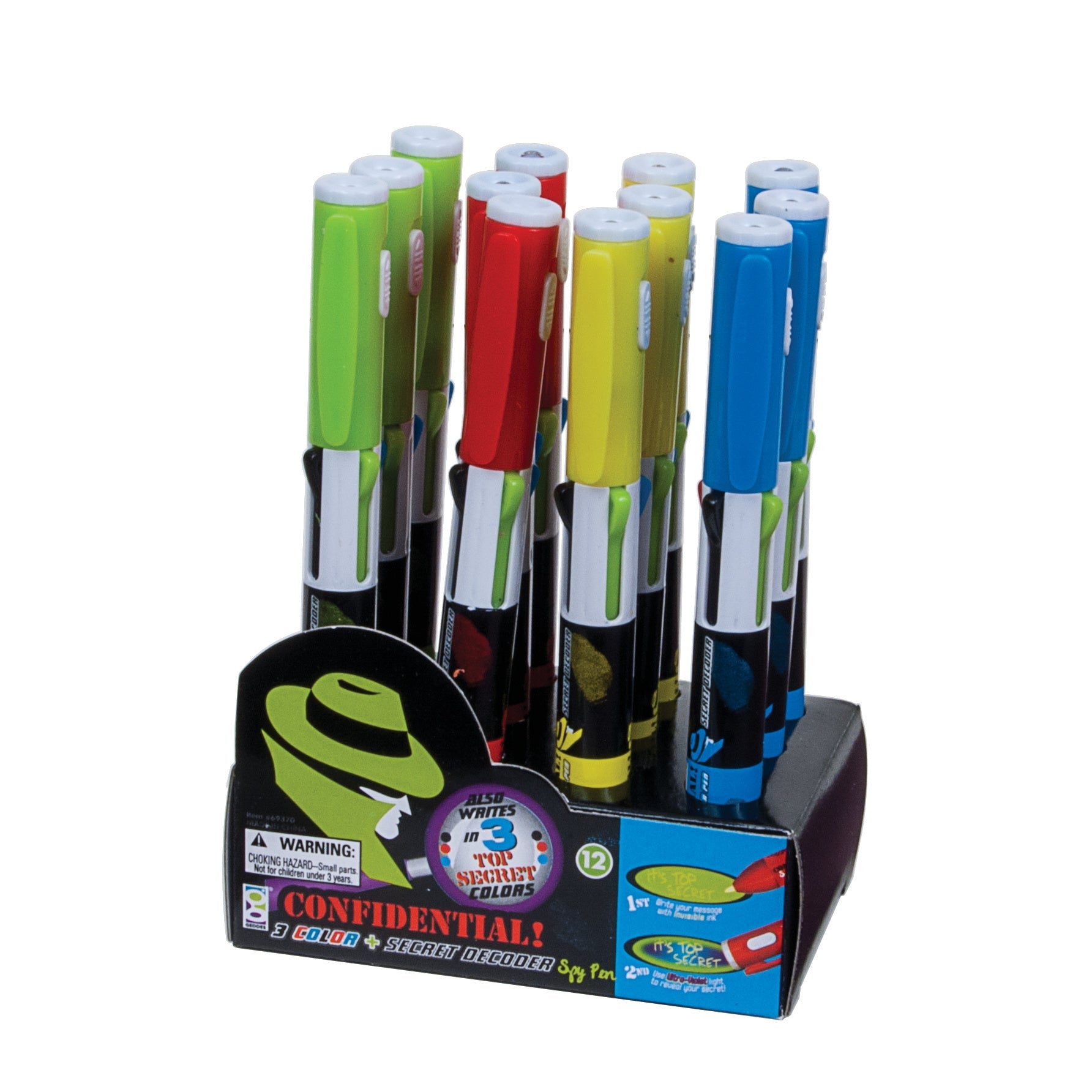 Confidential 3 Color Spy Pens - 12 Per Display
