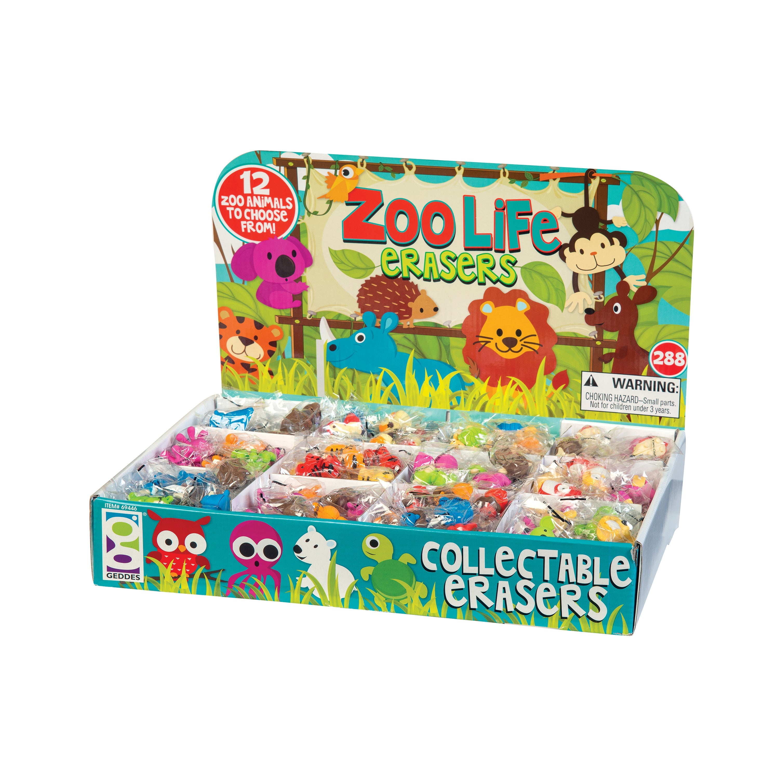Zoo Life Eraser Display - 288 Per Display