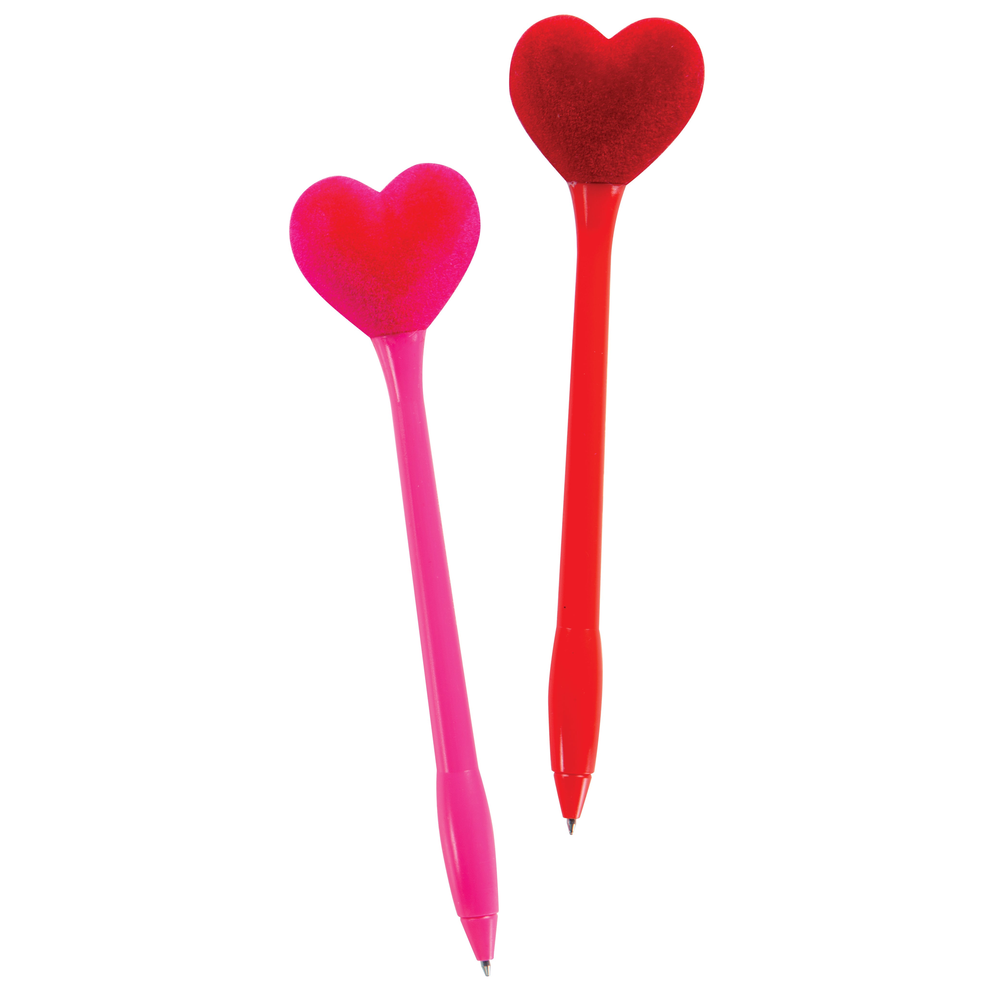 Puffy Velvet Heart Pens - 24 Per Tub