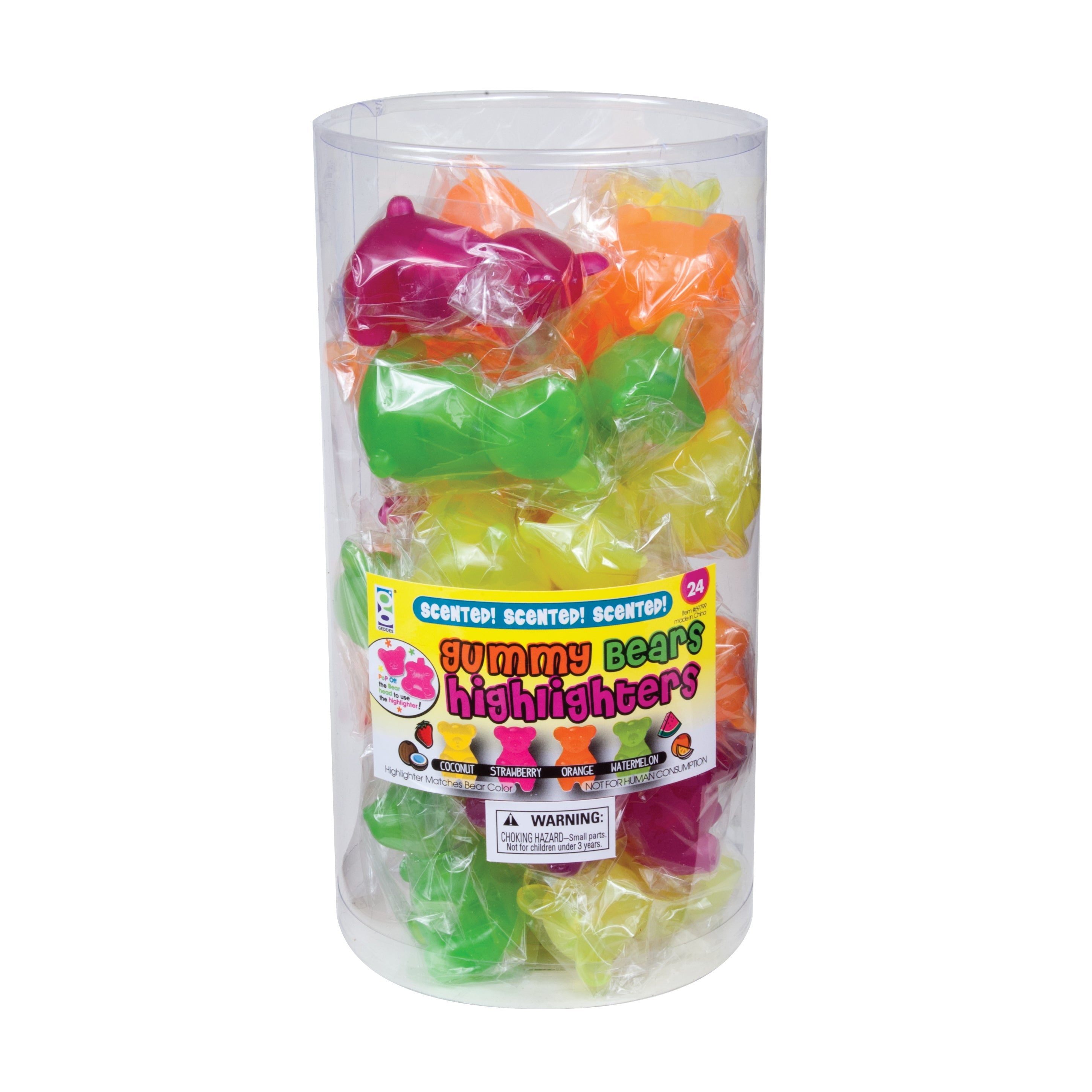 Scented Gummy Bear Highlighters - 24 Per Tub
