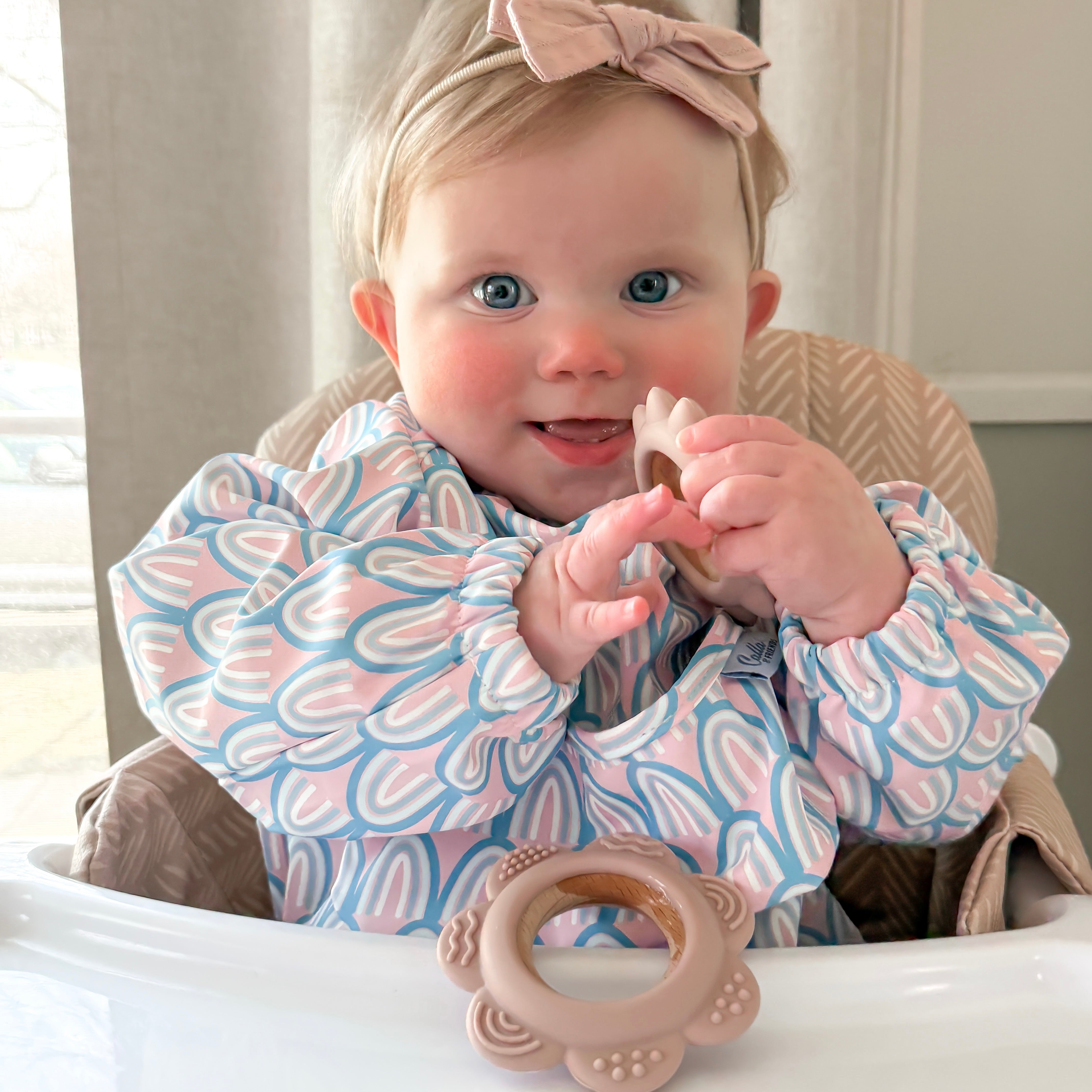 Garden Party Teether Collection - Silicone & Beechwood Sunshine