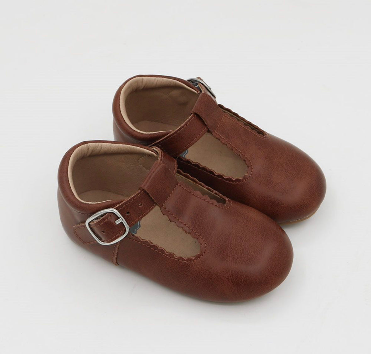 T-straps Distressed Brown Leather