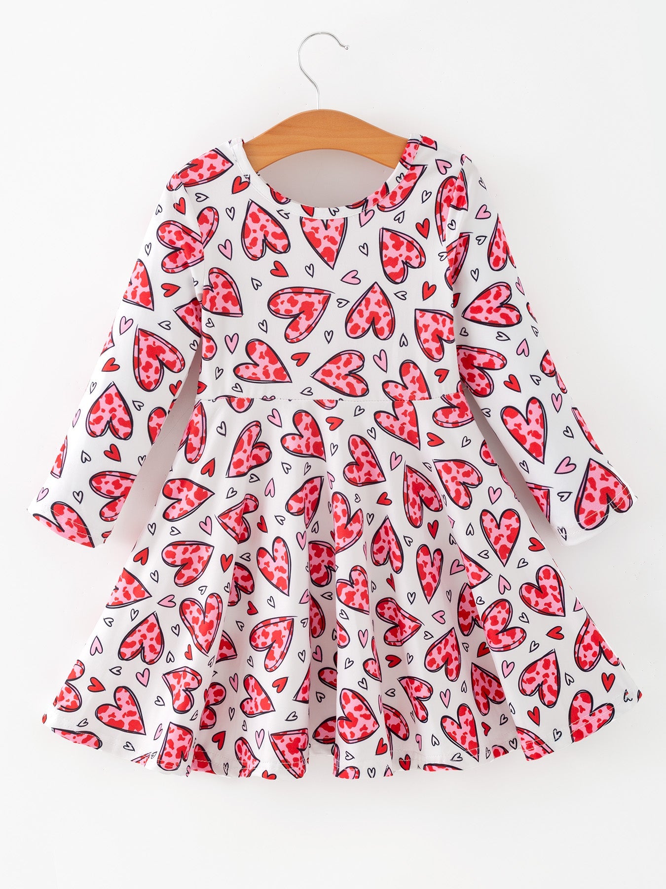 Toddler Girls Valentine Party Red Heart Print Dress