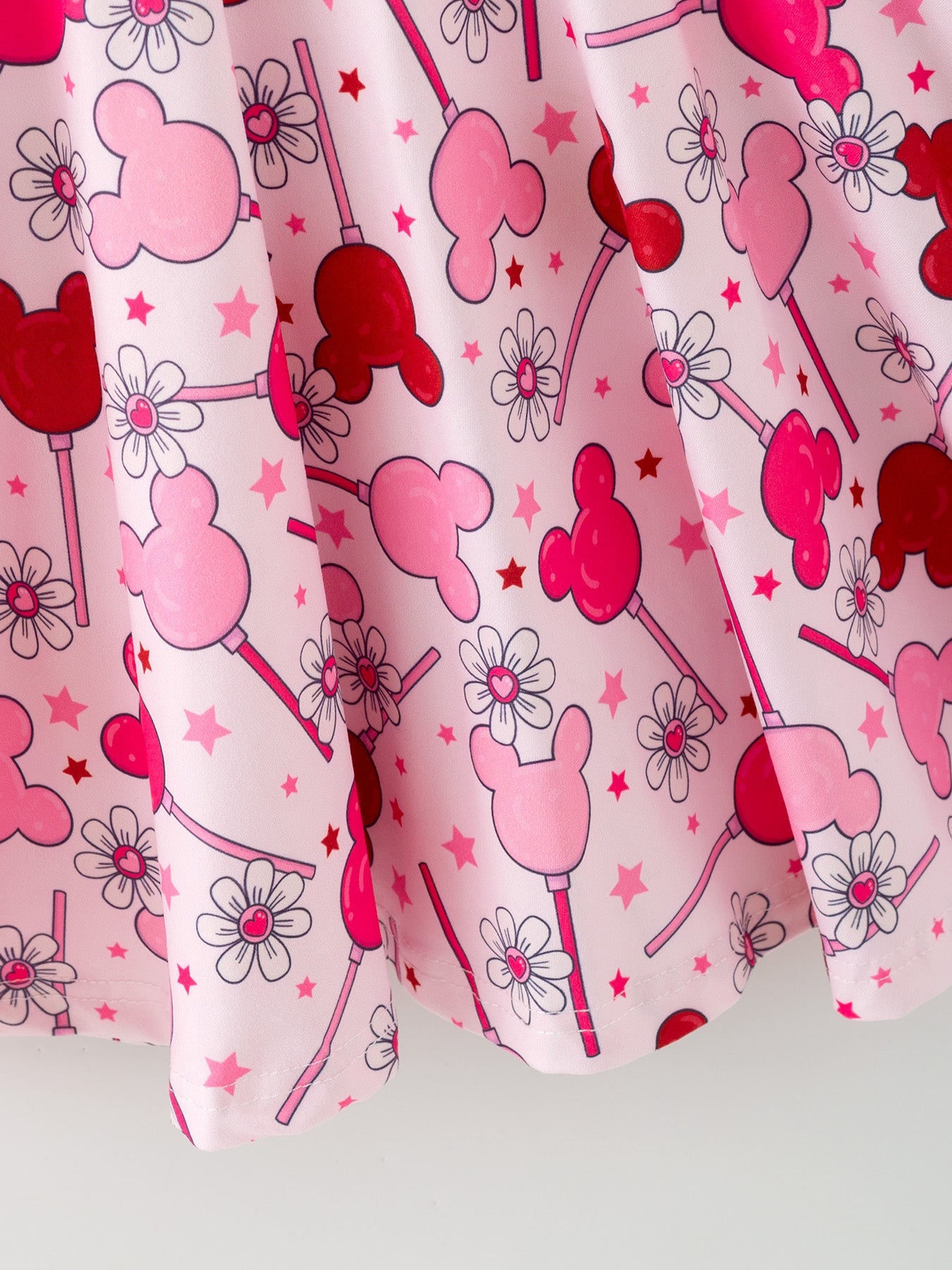 Valentine Dress For Girls – Pink Dress With Daisy & Lollipop Print