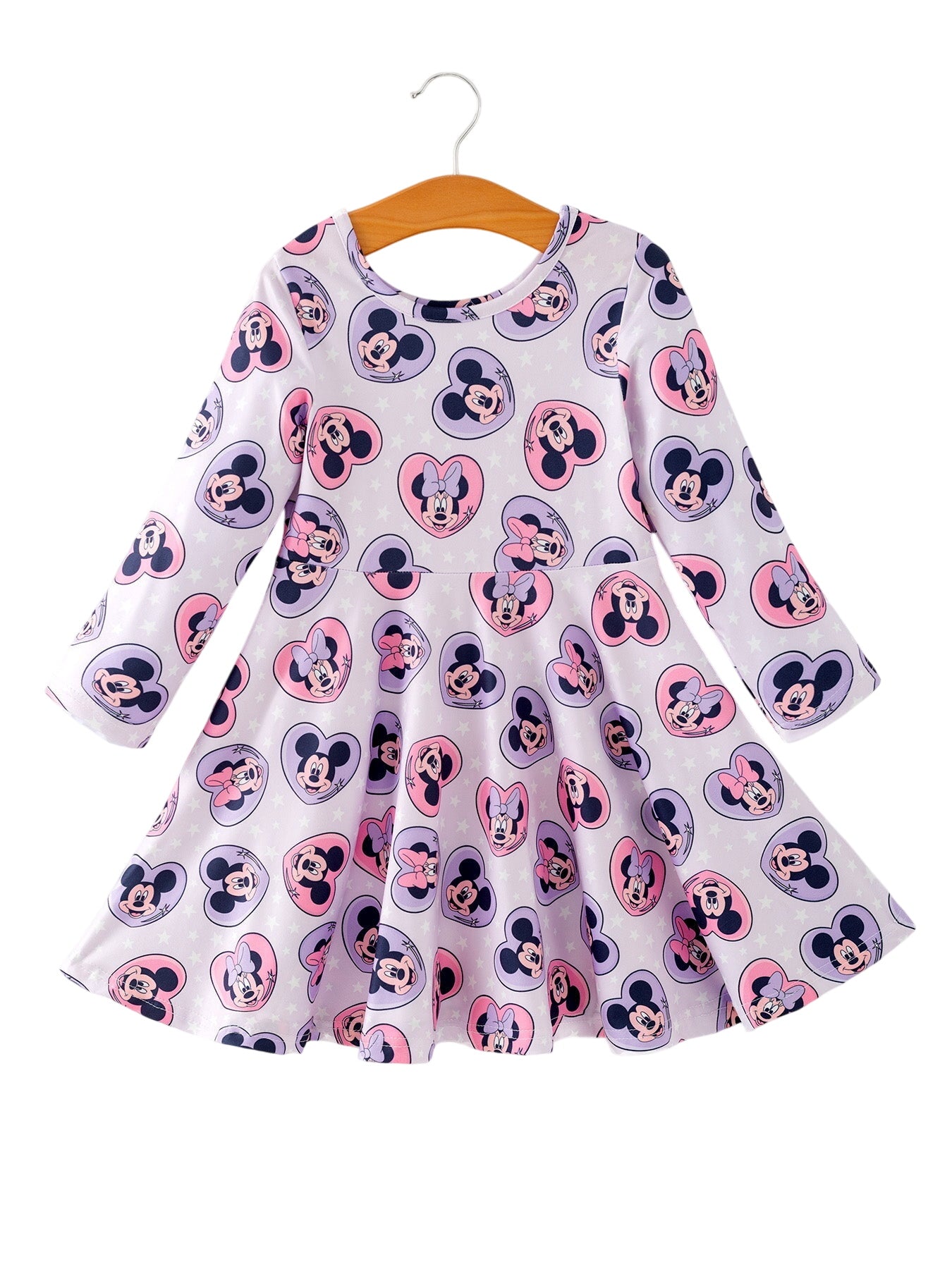 Toddler Girls Character Print Purple Heart Dress