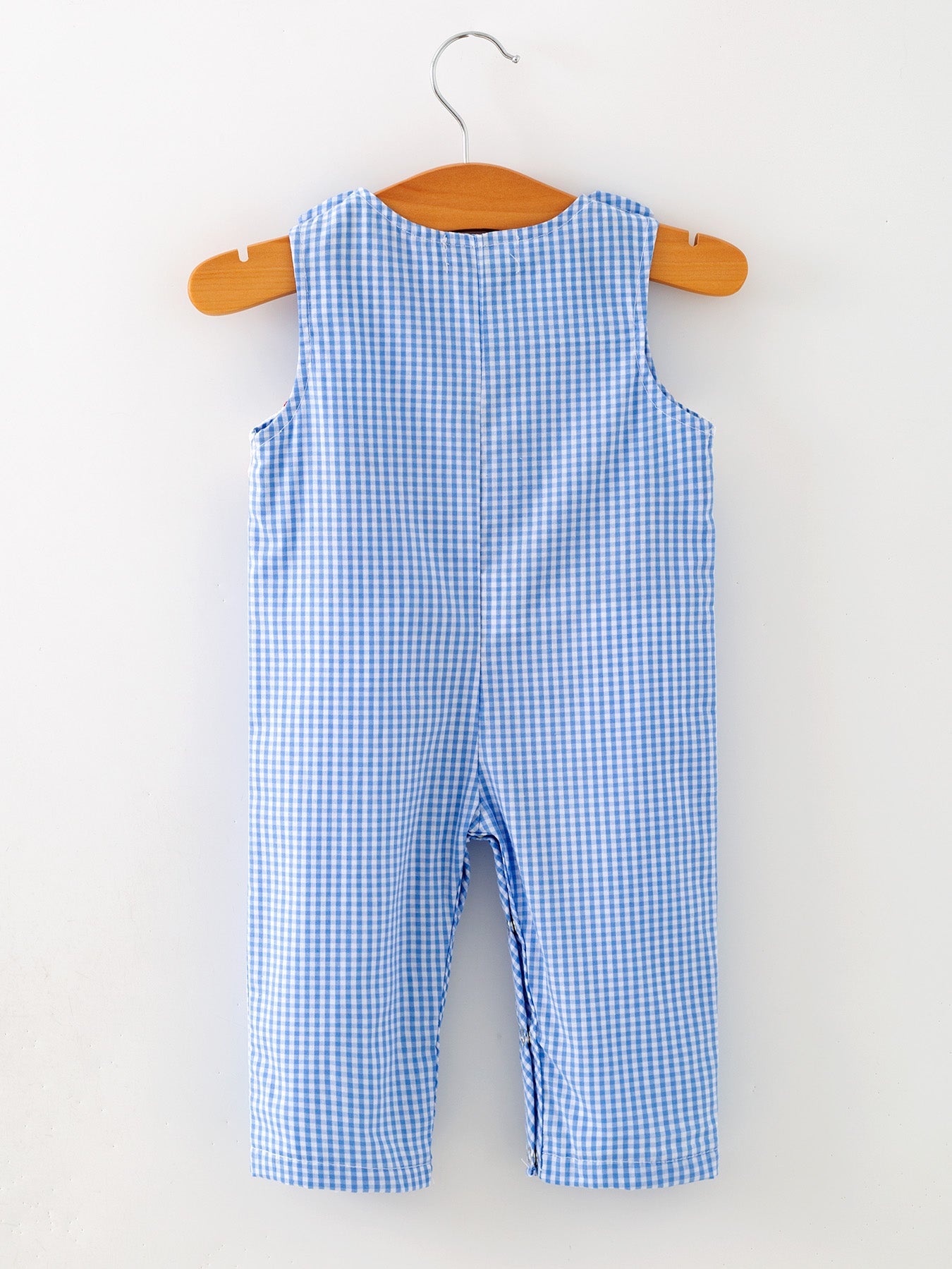 Baby Boy Baseball Smocked Romper – Blue Plaid Summer Outfit
