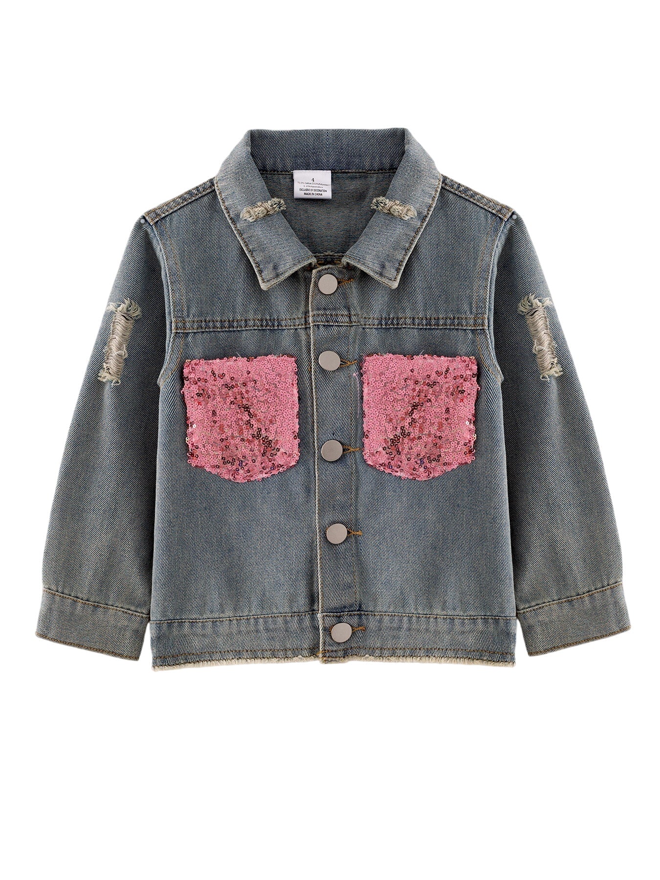 Girls Sequins Denim Jacket