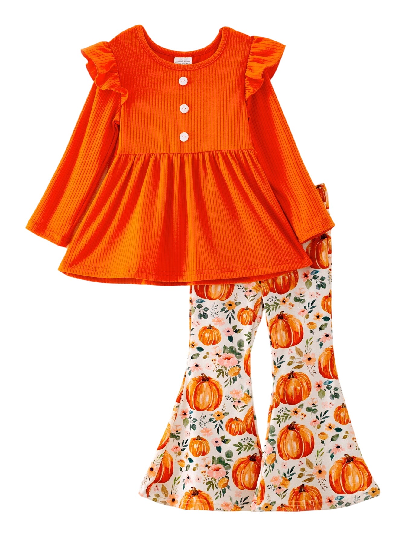 Girls Halloween Pumpkin Print Set