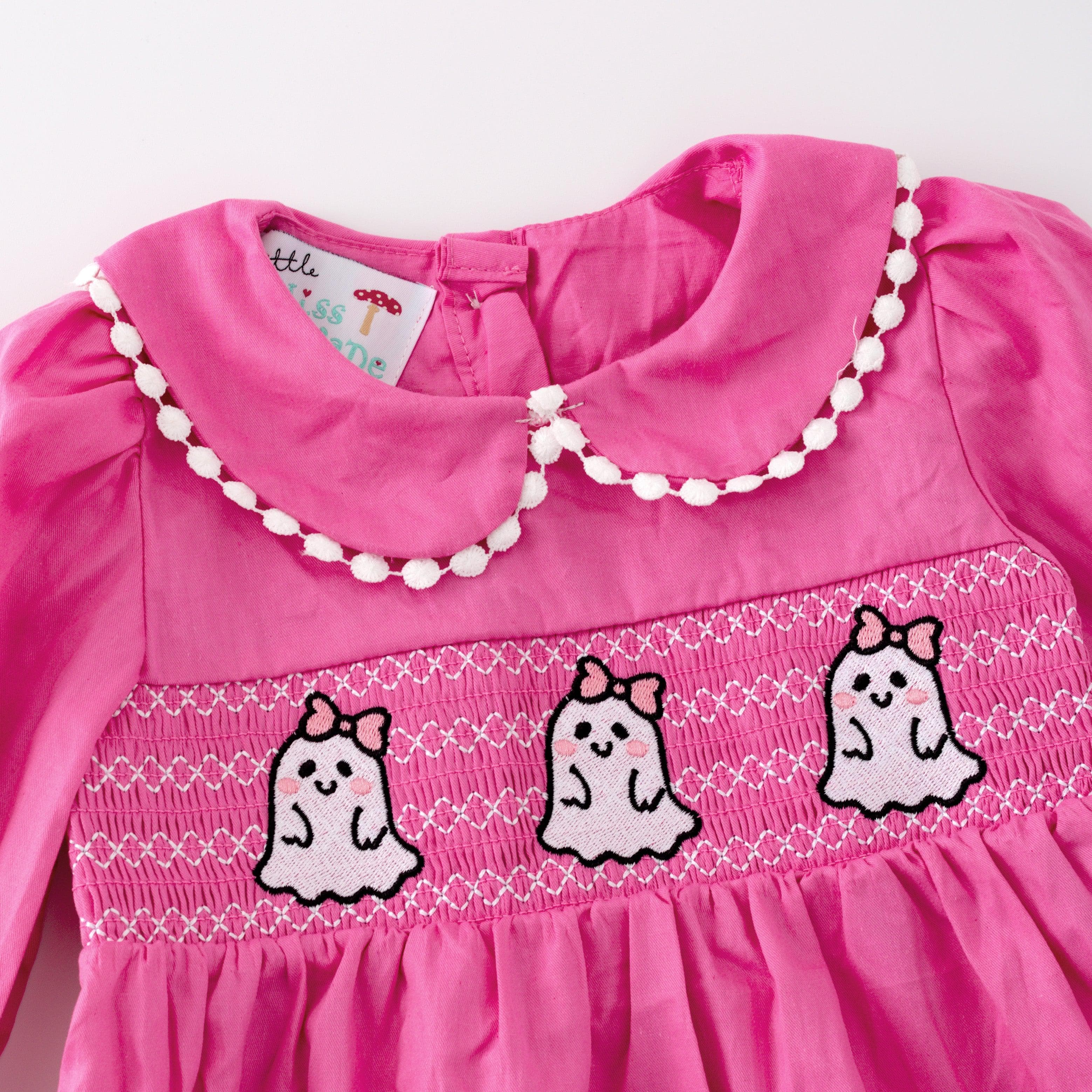 Halloween "pinky The Ghost" Smocked Dress