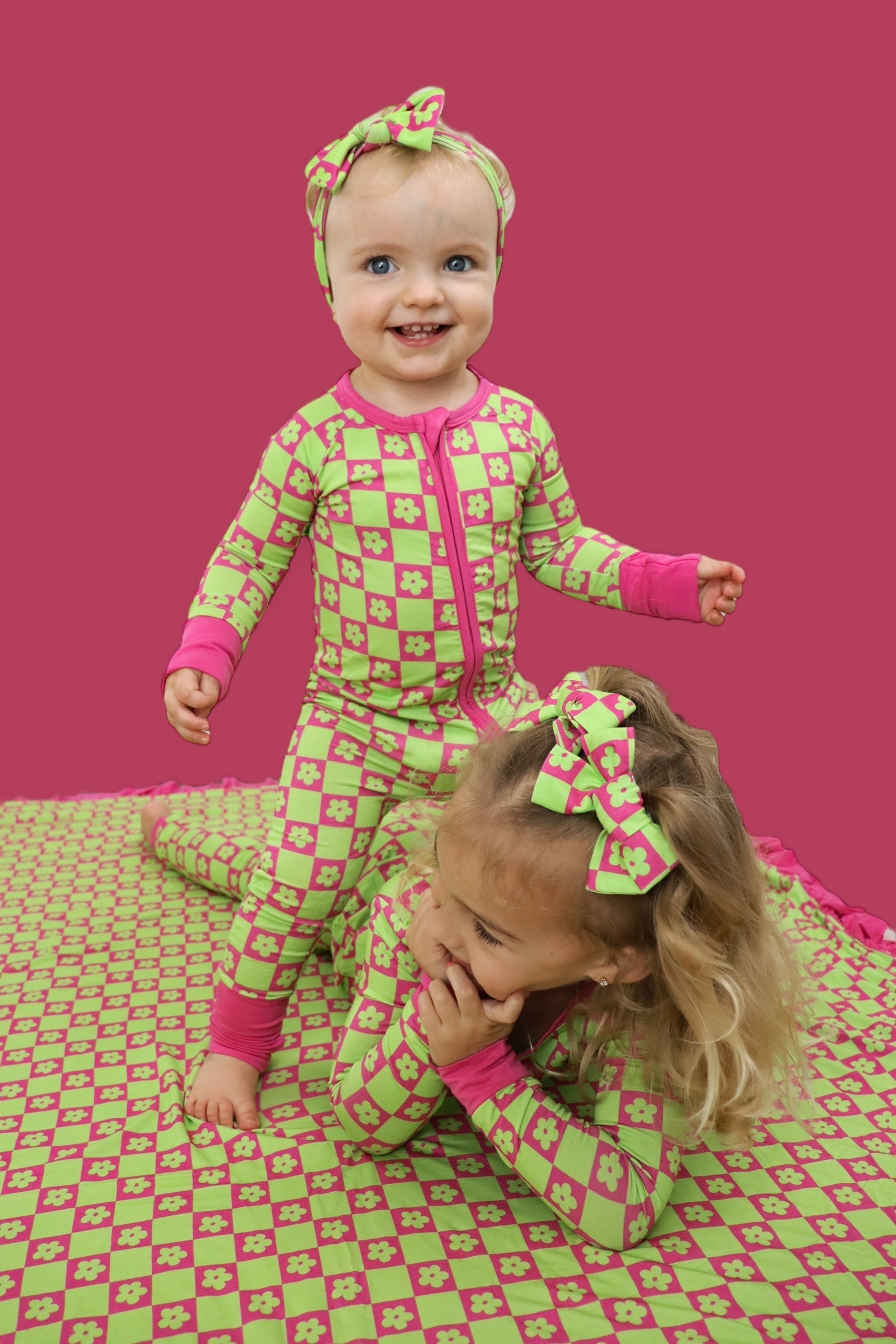 Wild Daisy Checkers Dream Bow Hair Clips