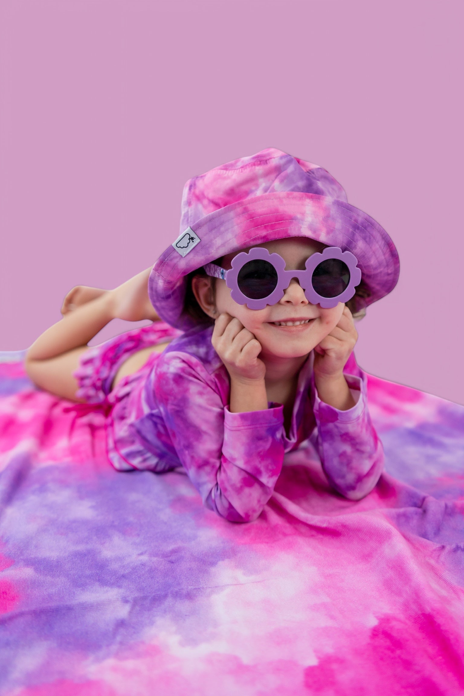 Candy Clouds Dream 2-piece Rash Guard Ruffle Swim Suit