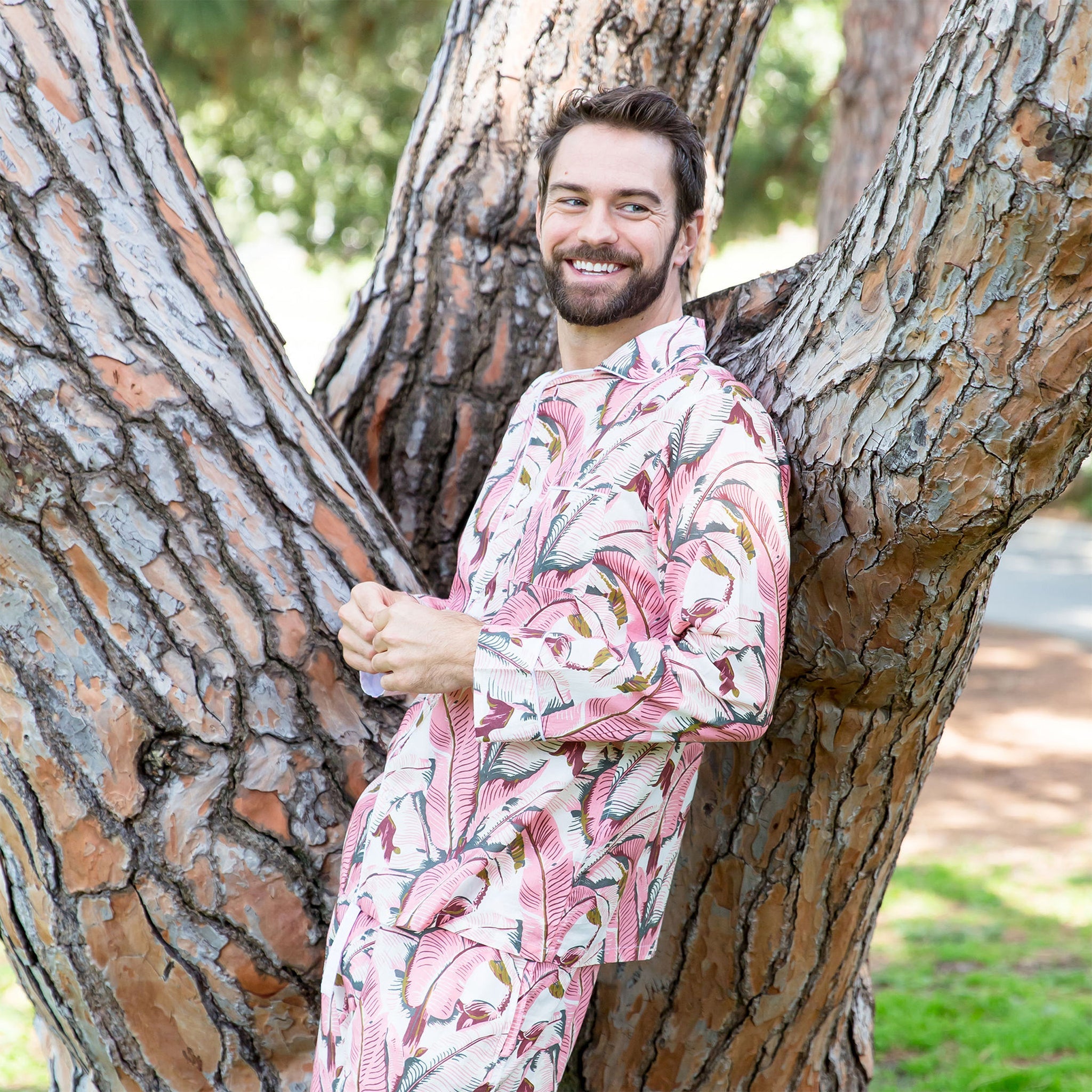 Men's Pink Martinique®, Banana Leaf Shirt + Pj Pant Set