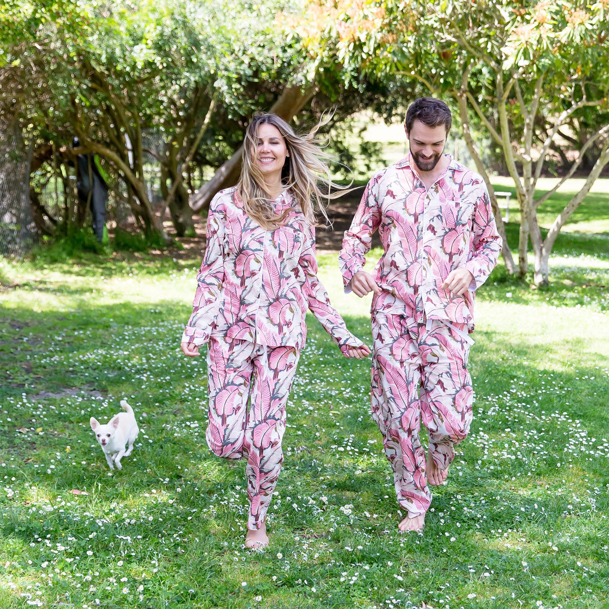 Women's Pink Martinique® Banana Leaf Shirt + Pj Pant Set