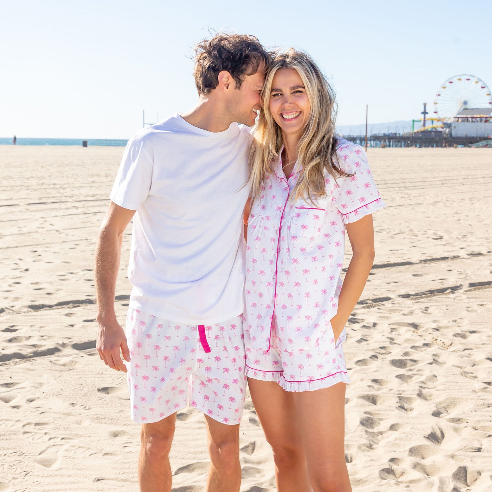 Women's Pink Palm Tree Shirt + Boxer Set