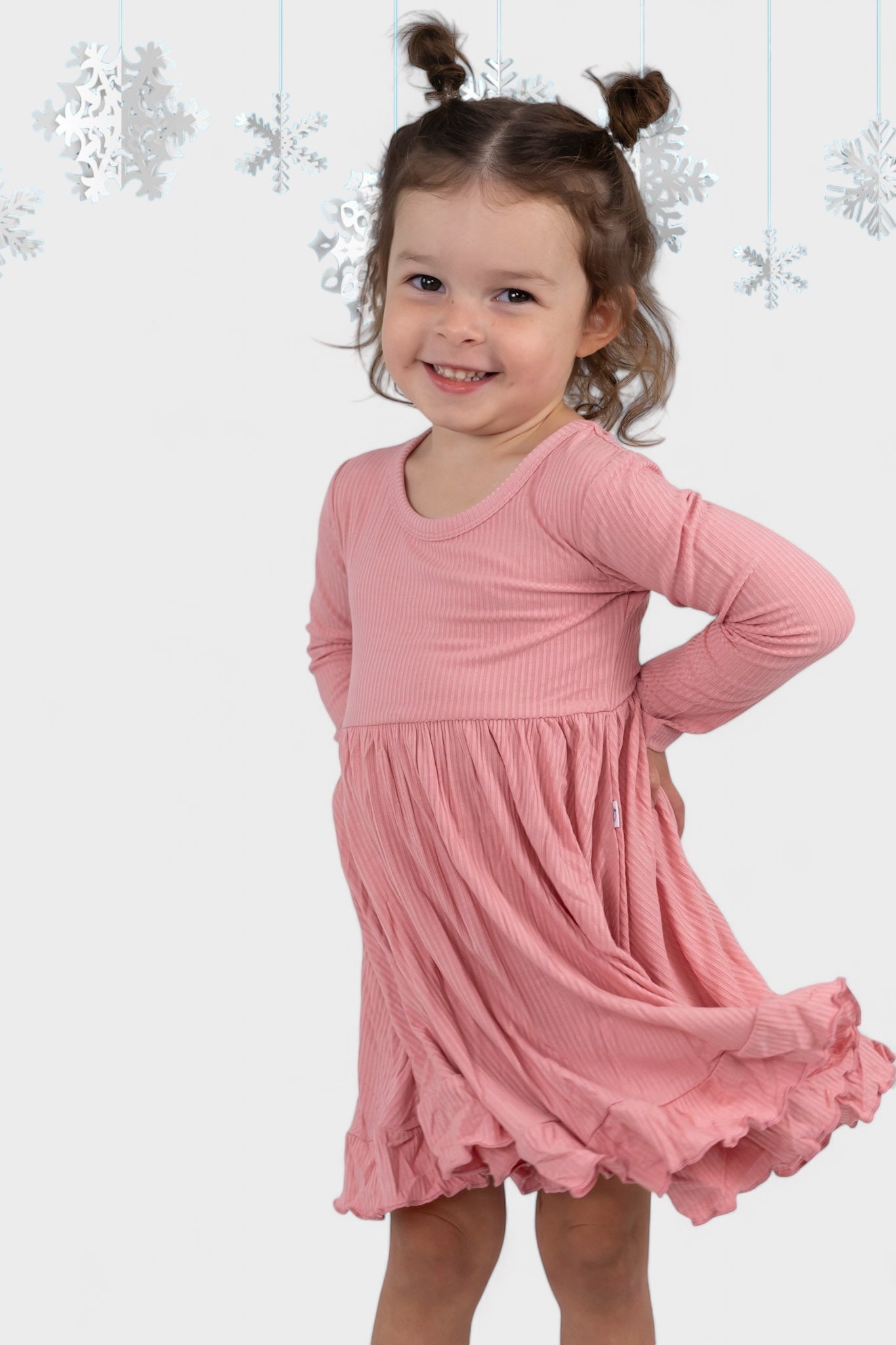 Mauve Rib Dream Ruffle Dress