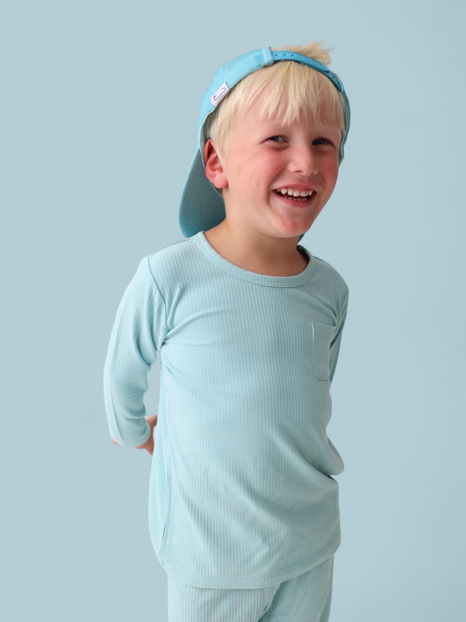 Hazy Blue Rib Dream Pocket Tee