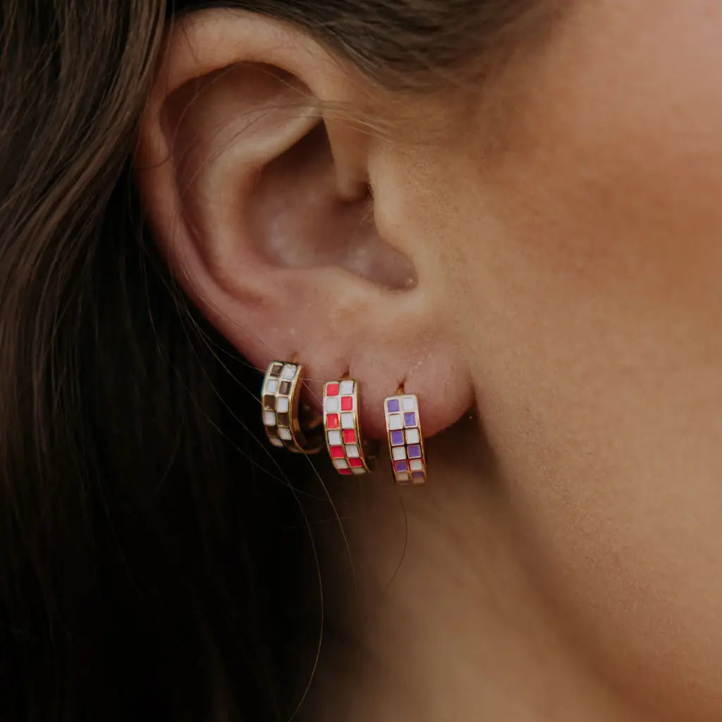 Purple & White Checkered Hoops *limited Edition*