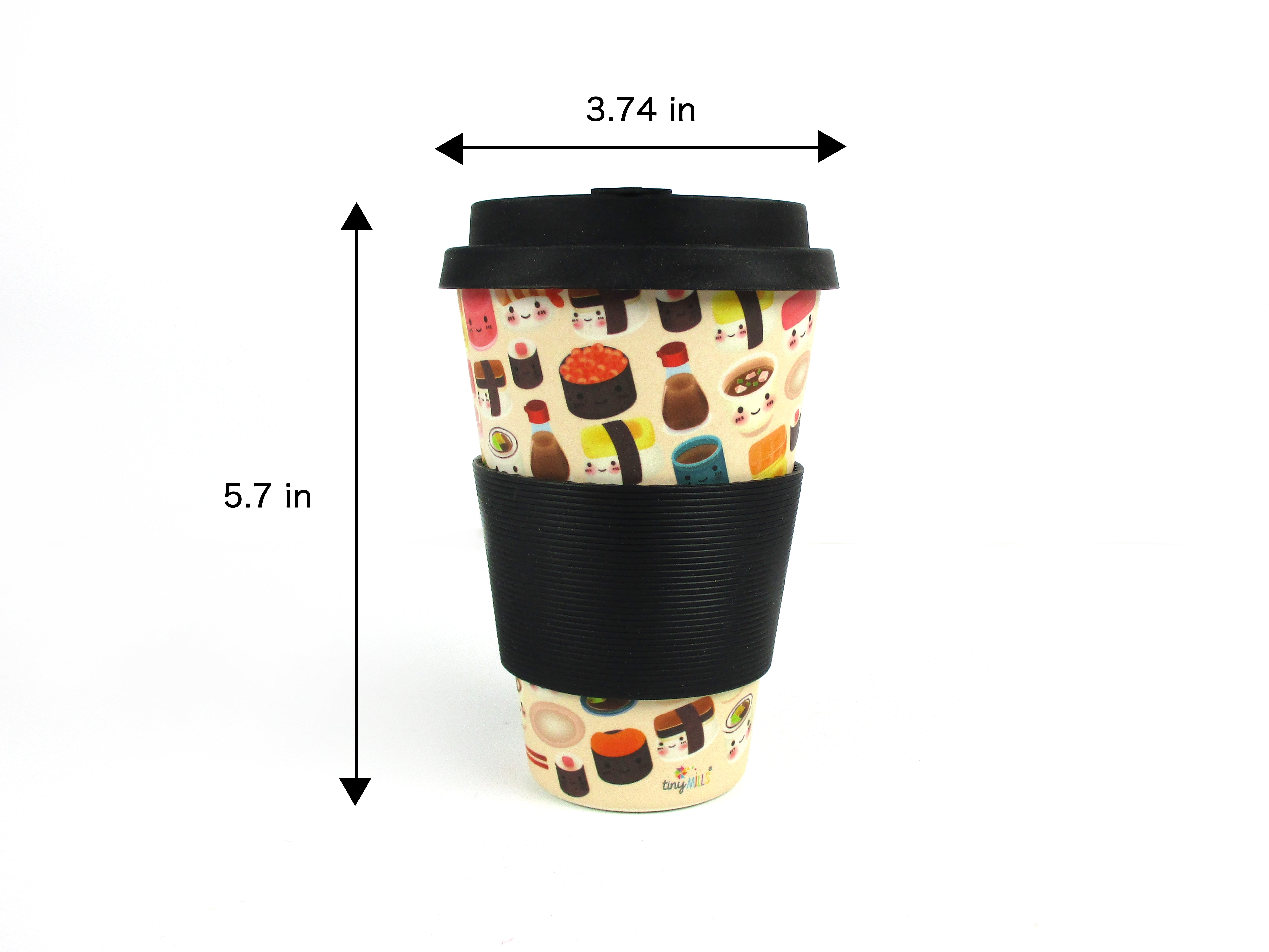 Eco-friendly Reusable Plant Fiber Travel Mug With Sushi Design